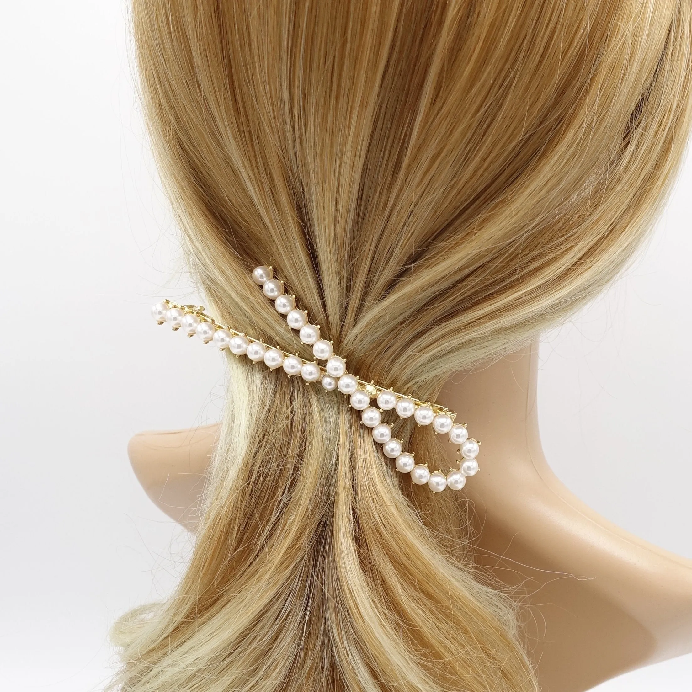 pearl hair barrette, rhinestone hair barrette for women