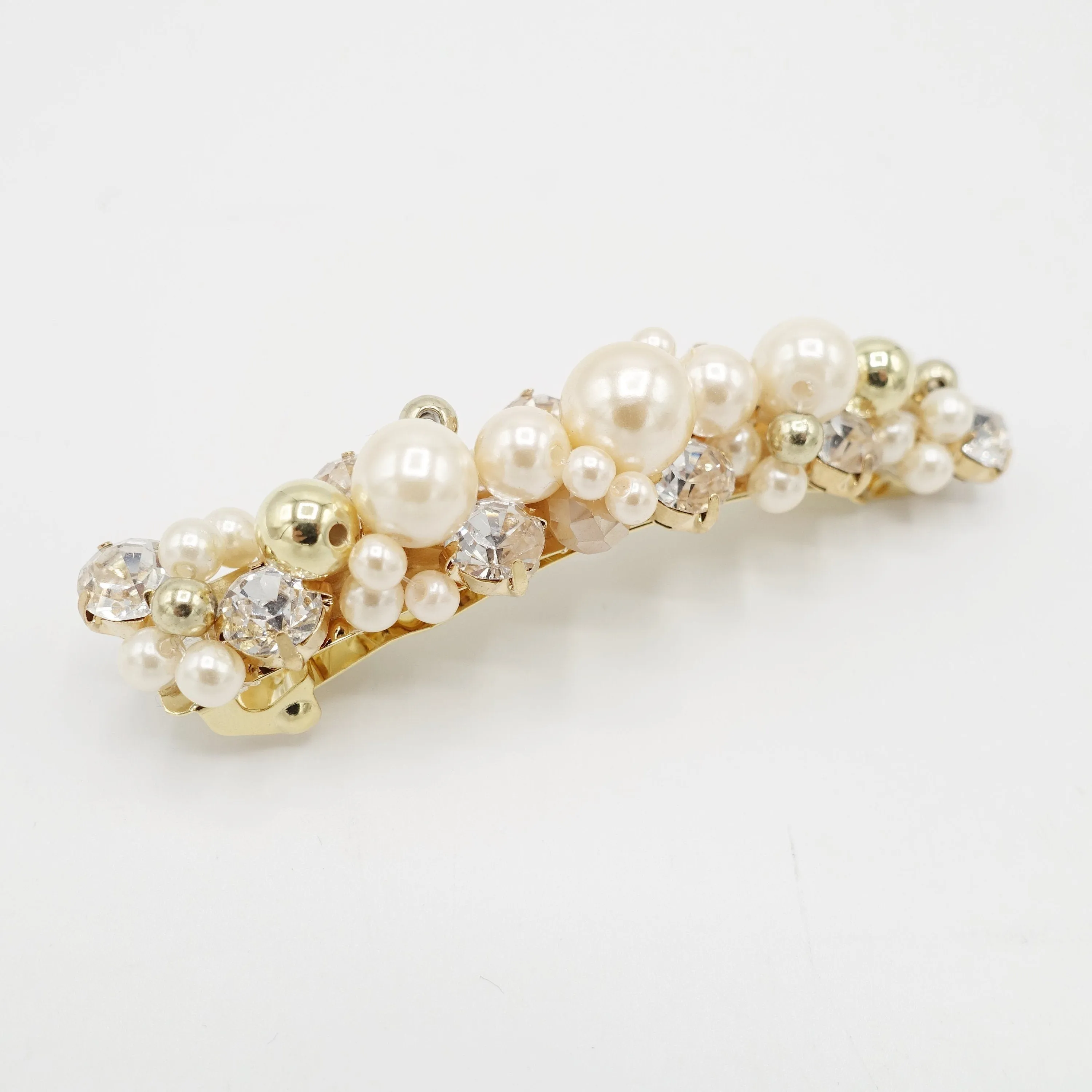 pearl rhinestone beaded hair barrette ornament embellished french barrette women  hair accessory