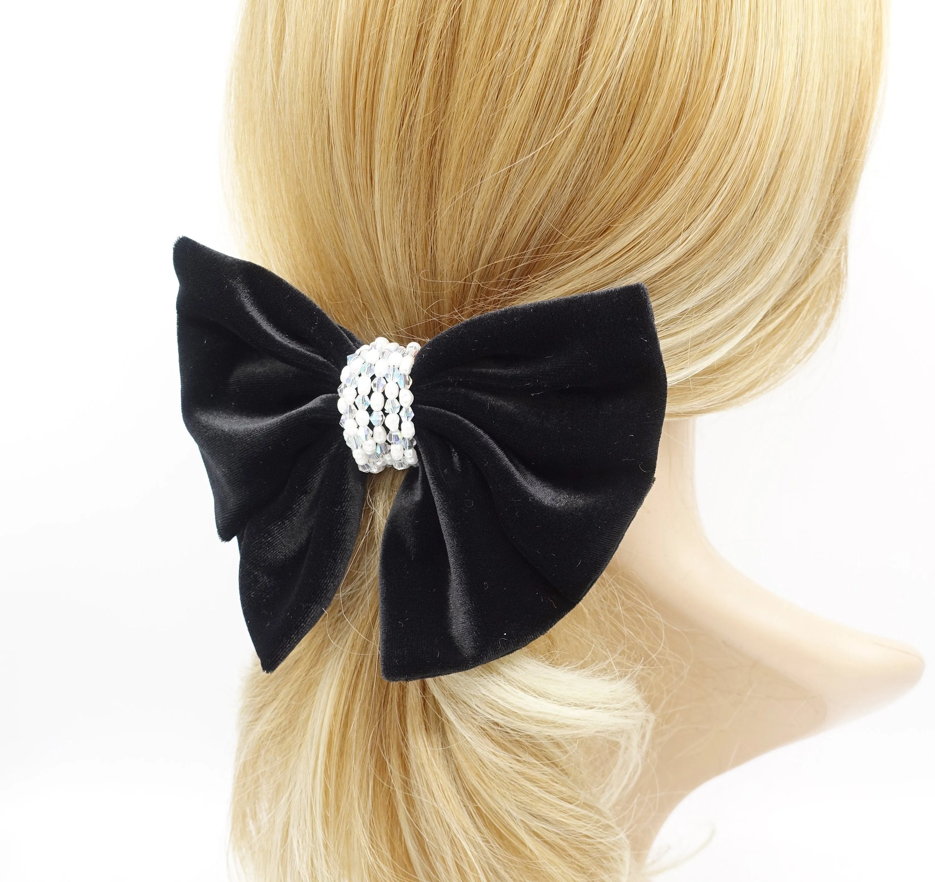 pearl wrap velvet hair bow for women luxury style hair accessory for women