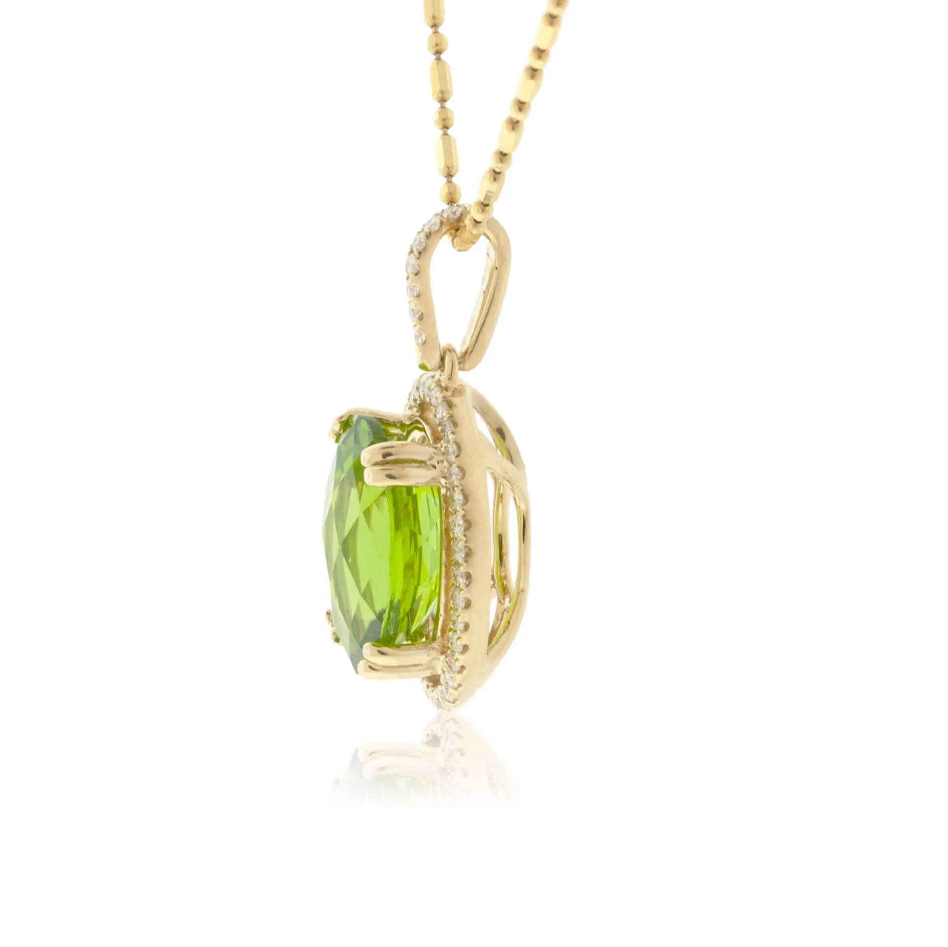 Peridot & Diamond Halo Pendant