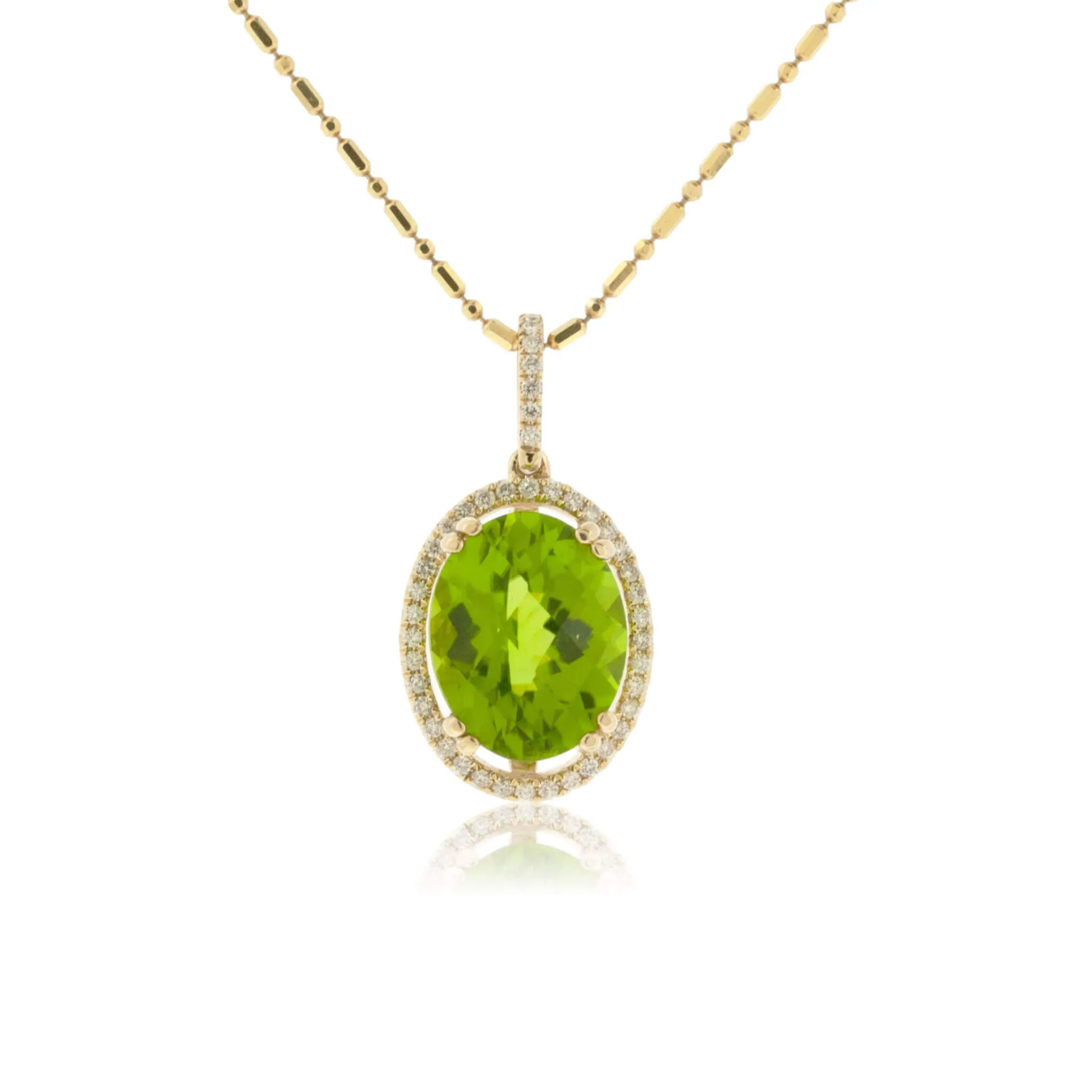 Peridot & Diamond Halo Pendant