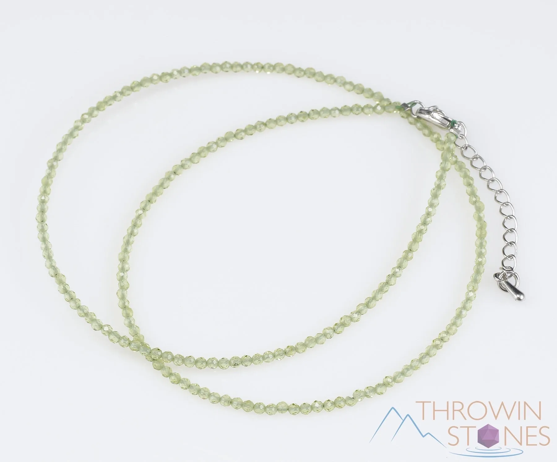 PERIDOT Crystal Necklace, Choker - Faceted Seed Beads - Dainty Crystal Necklace, Beaded Necklace, Birthstone Necklace, Jewelry, E1584