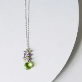 Peridot Quartz Raindrop Cluster Necklace