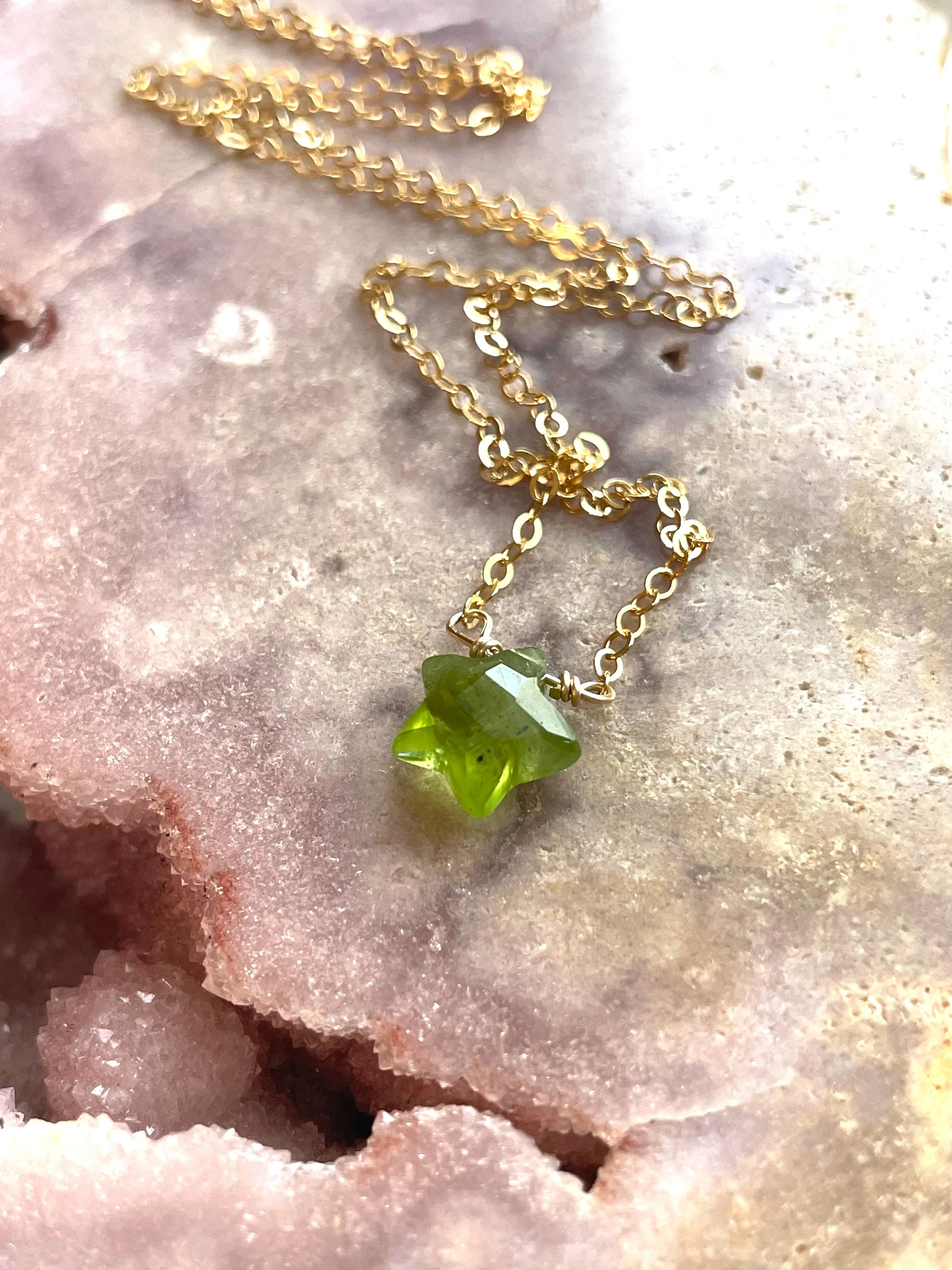 Peridot Star Necklace, August Birthstone Necklace