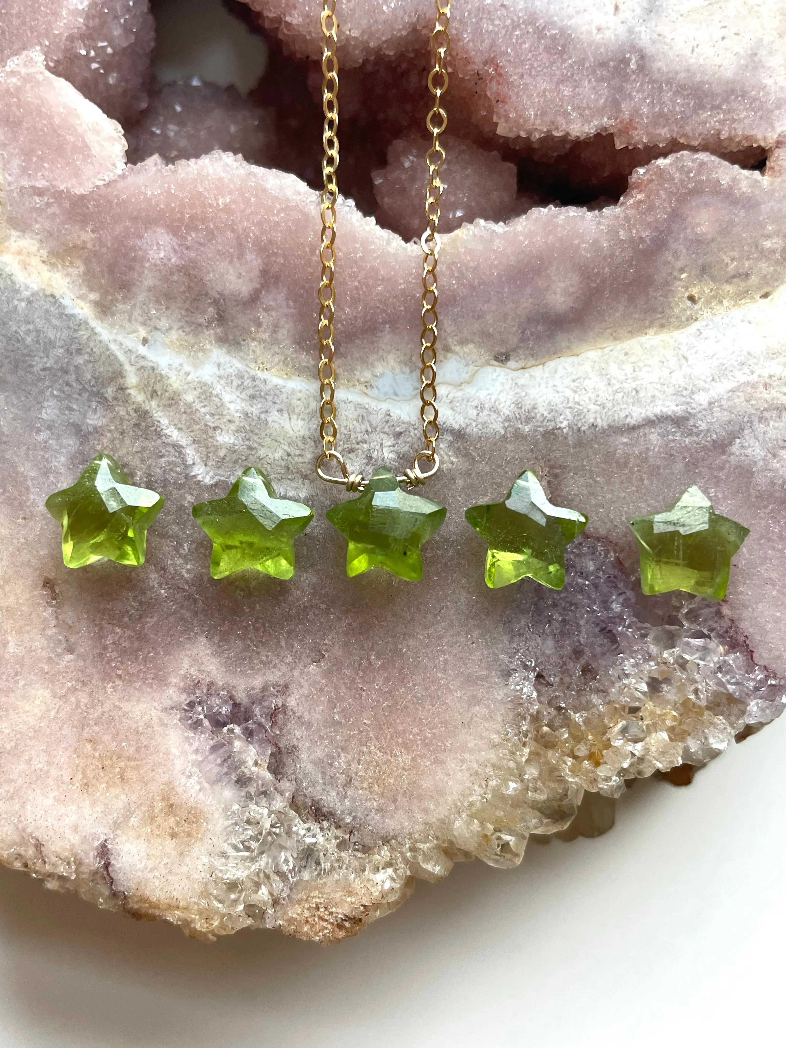 Peridot Star Necklace, August Birthstone Necklace