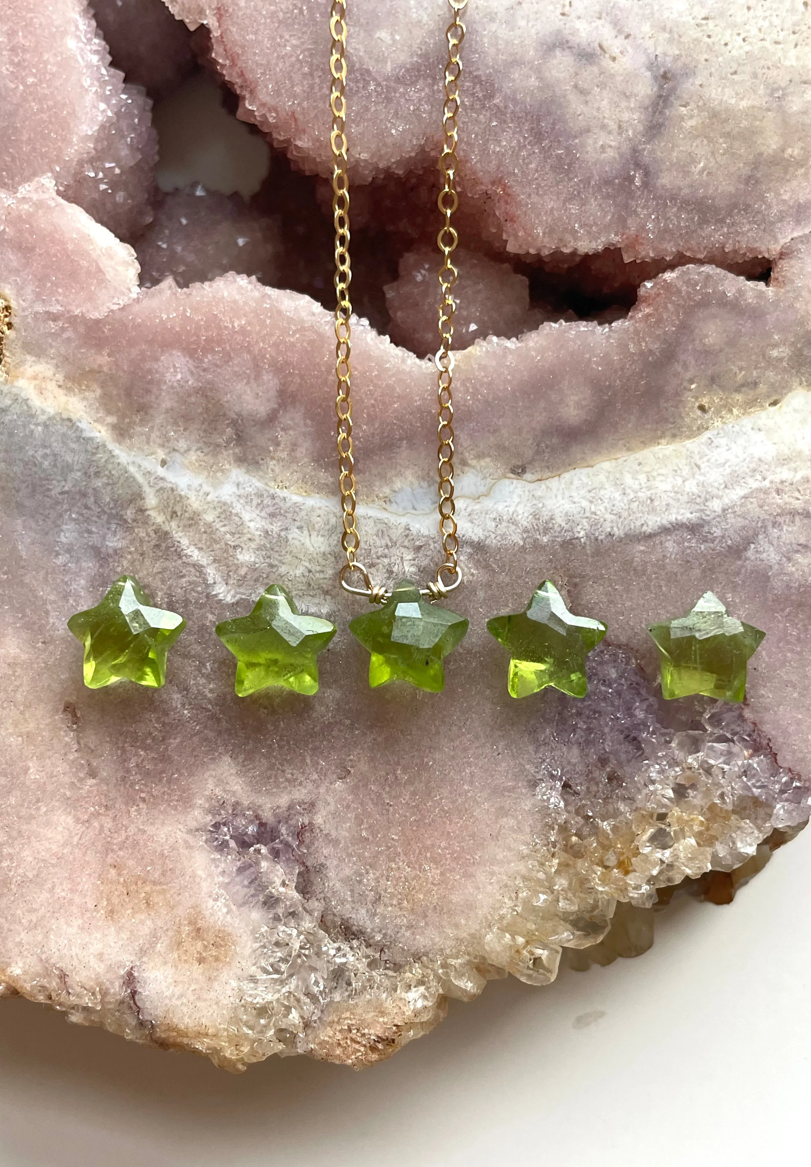 Peridot Star Necklace, August Birthstone Necklace