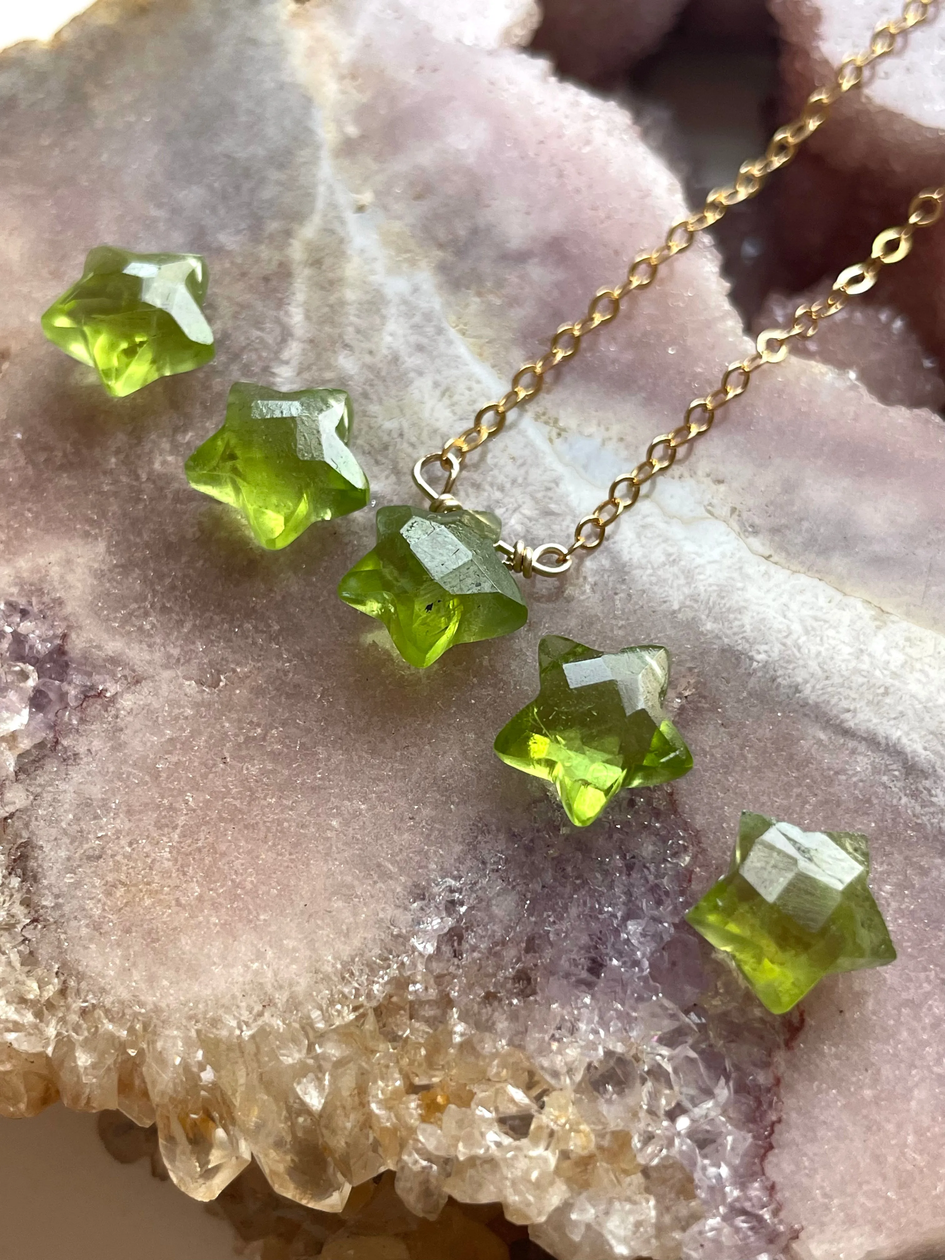 Peridot Star Necklace, August Birthstone Necklace