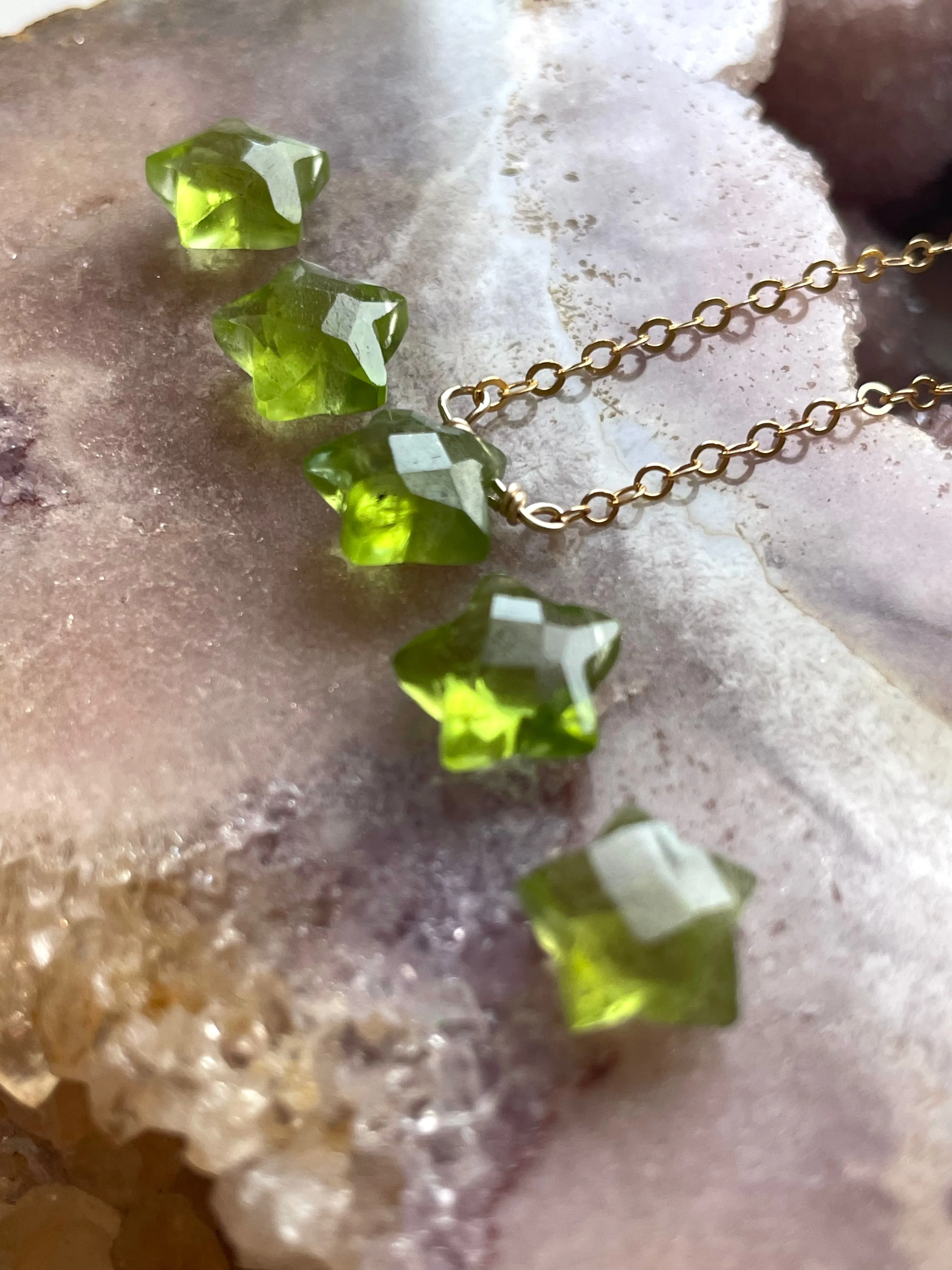 Peridot Star Necklace, August Birthstone Necklace