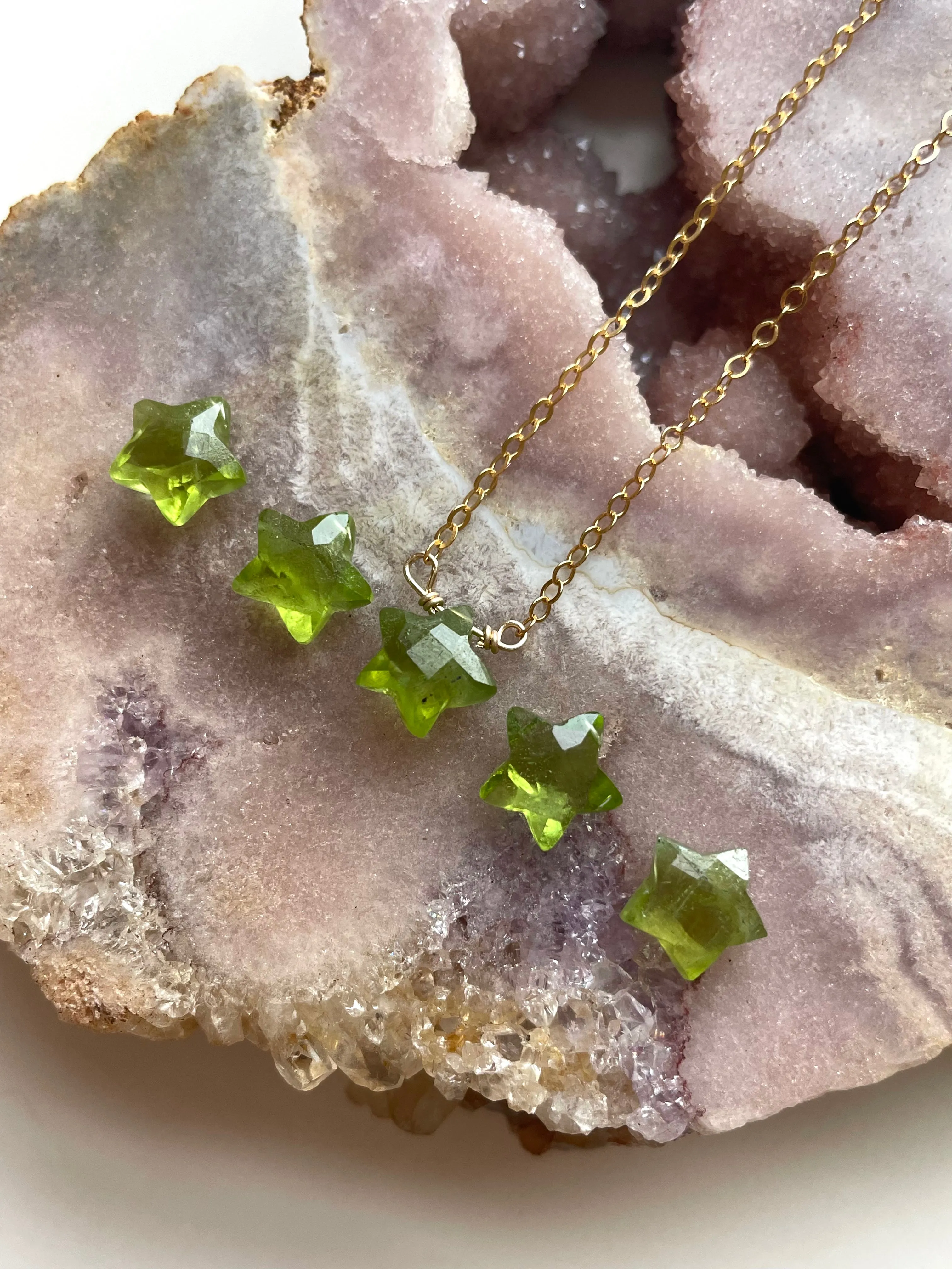 Peridot Star Necklace, August Birthstone Necklace