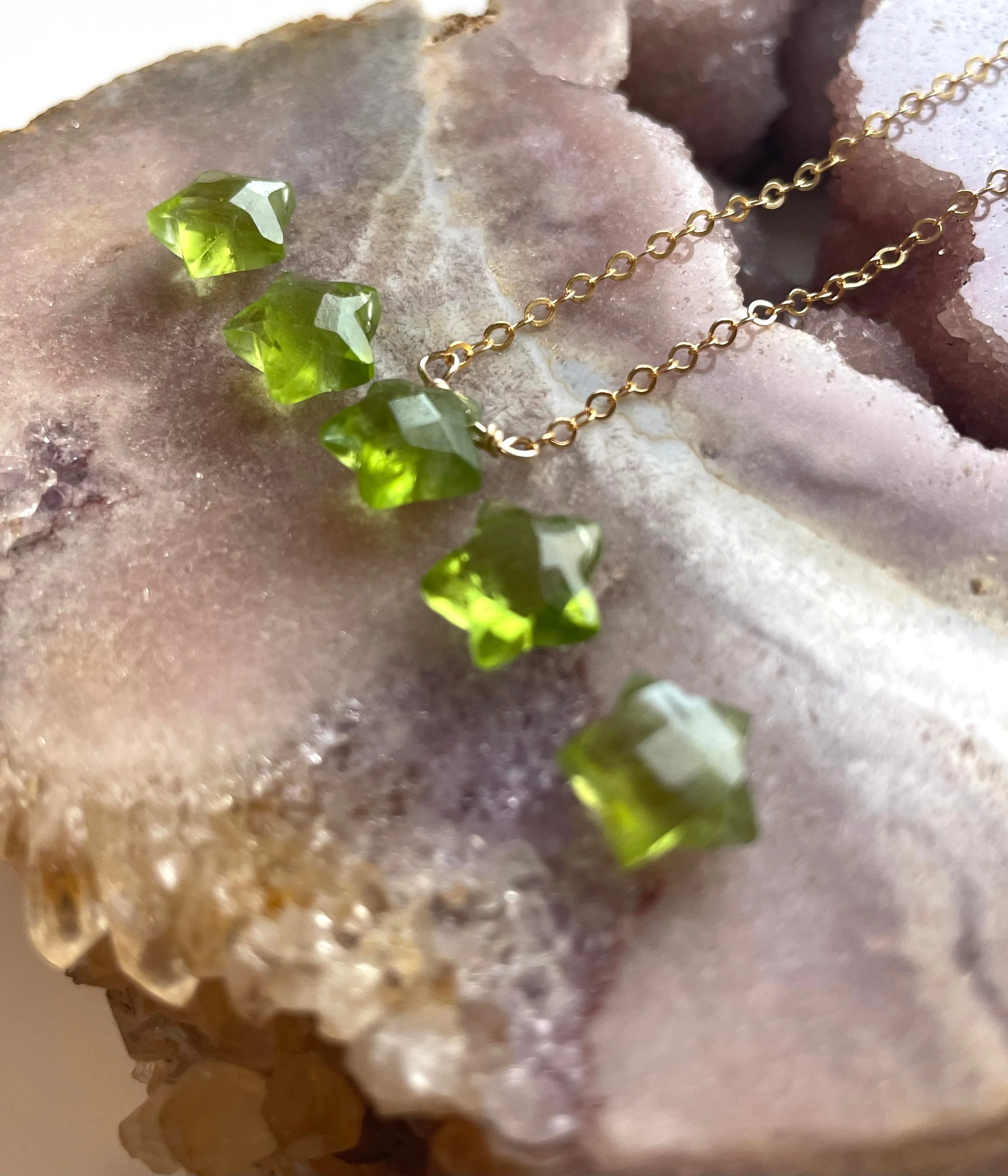 Peridot Star Necklace, August Birthstone Necklace