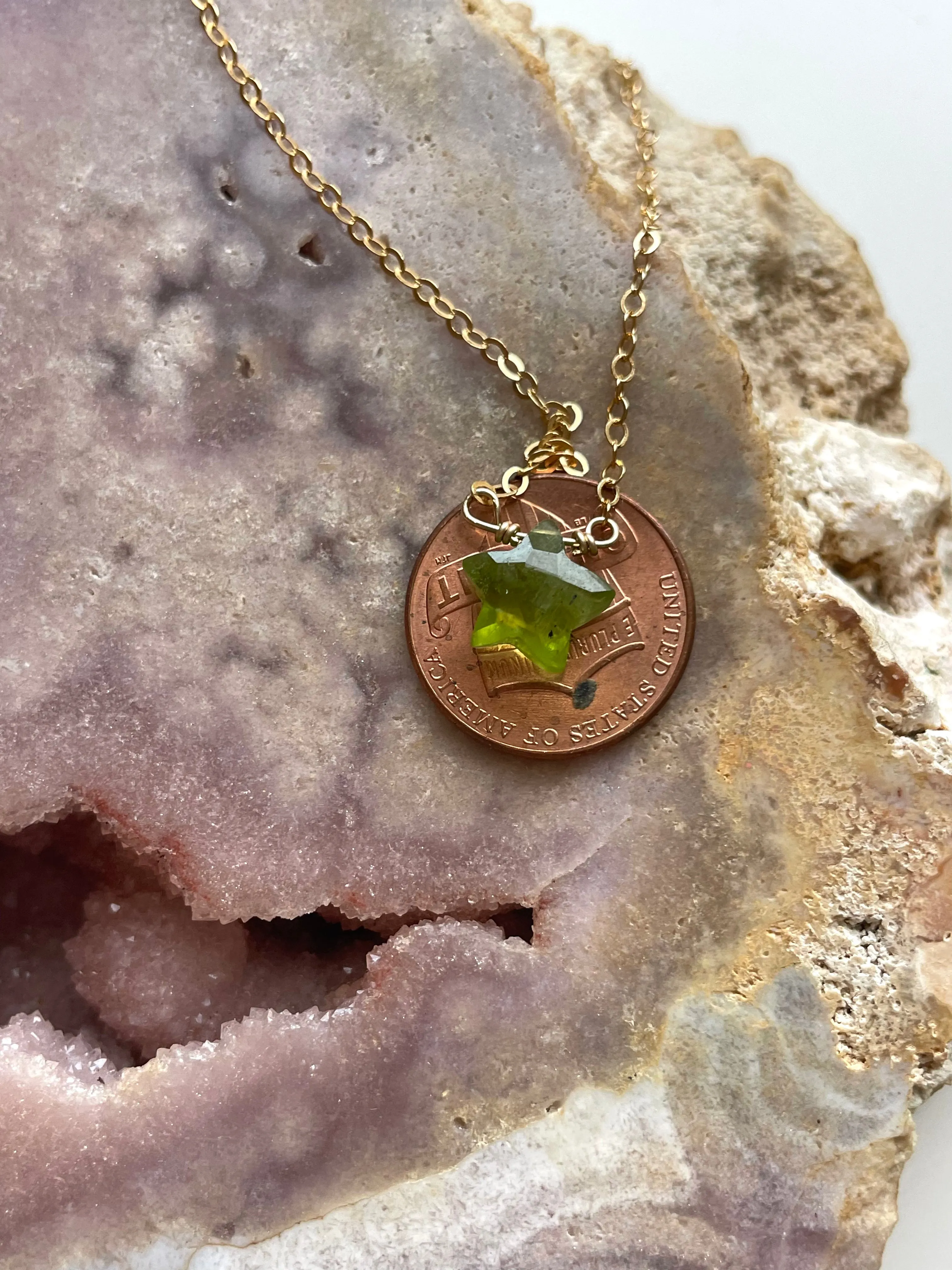 Peridot Star Necklace, August Birthstone Necklace