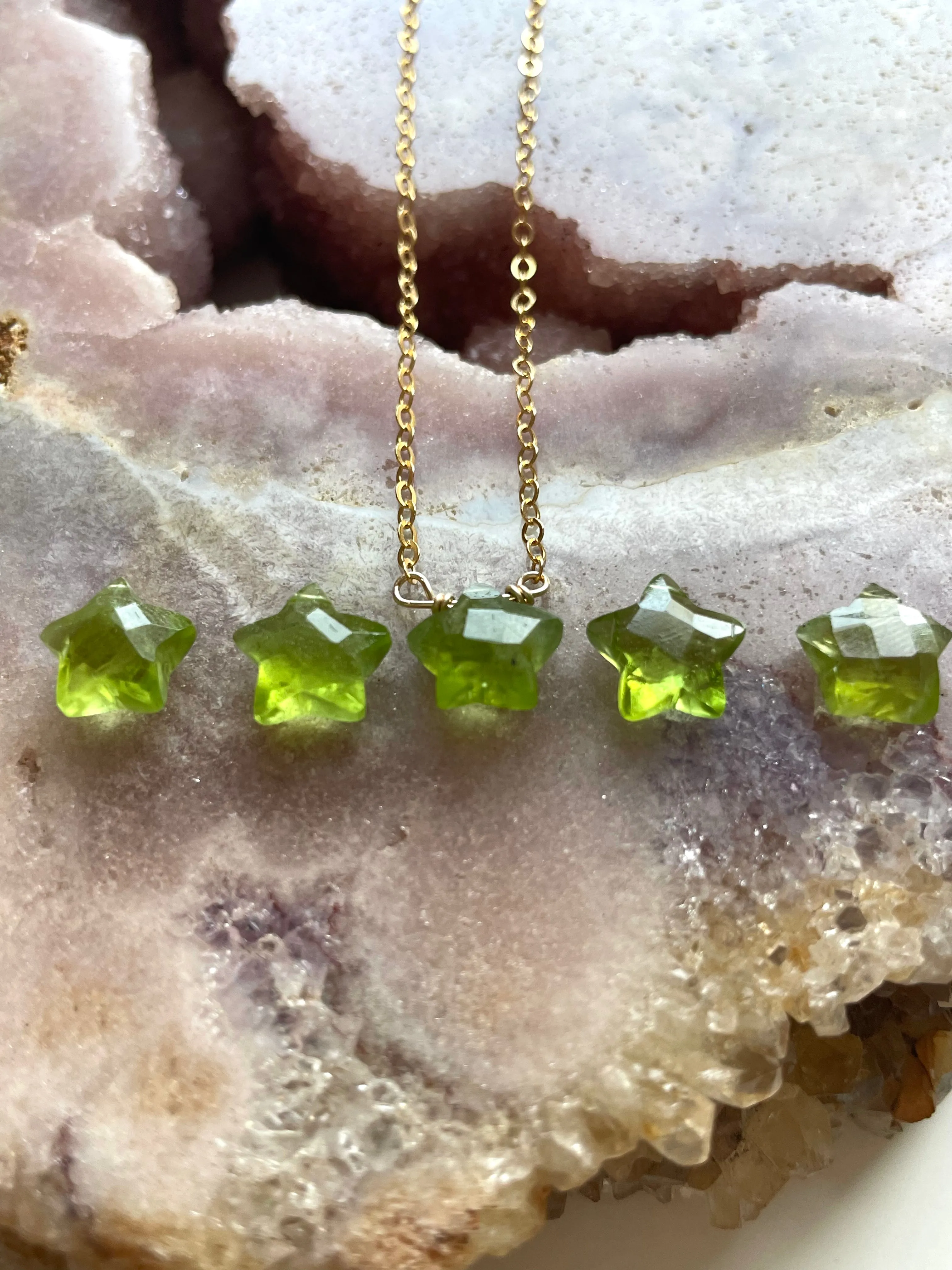 Peridot Star Necklace, August Birthstone Necklace