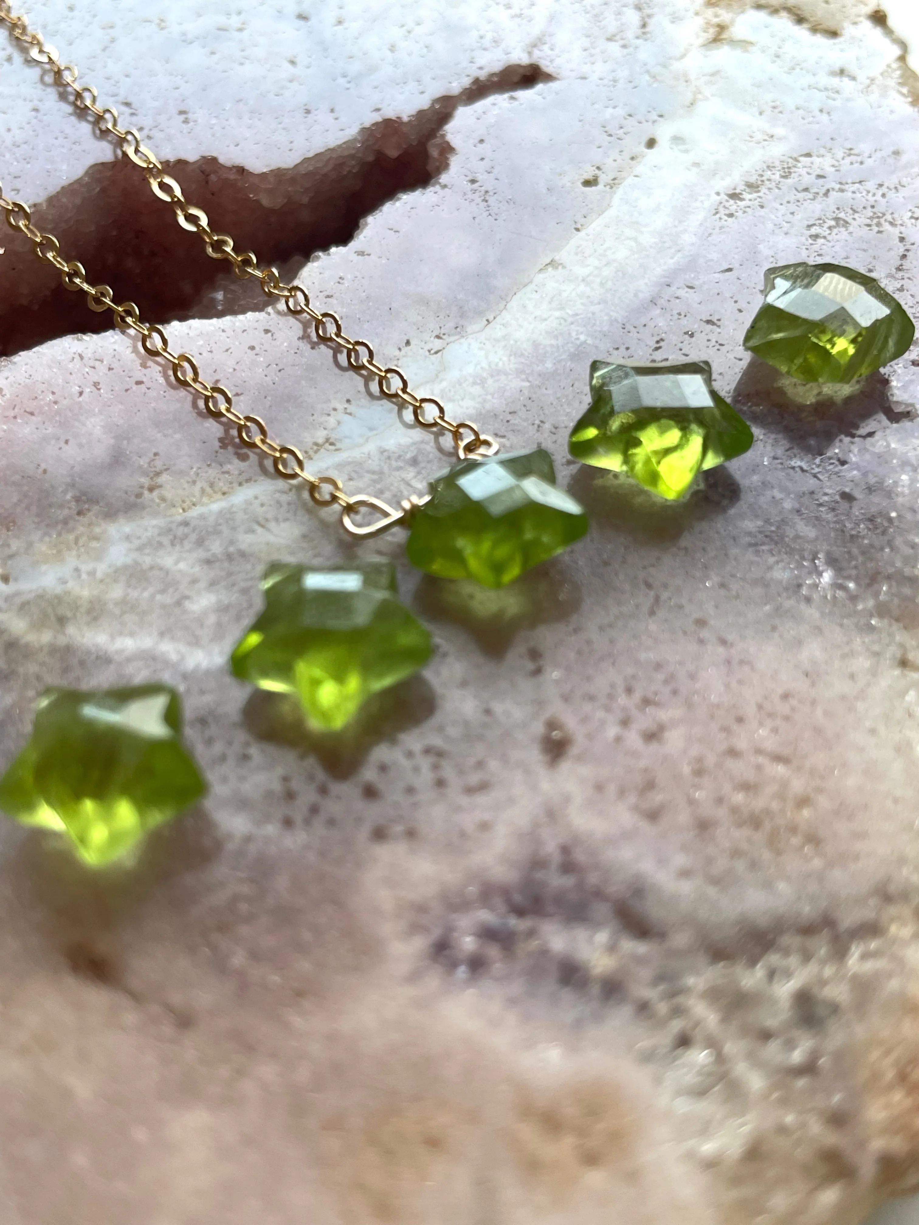 Peridot Star Necklace, August Birthstone Necklace