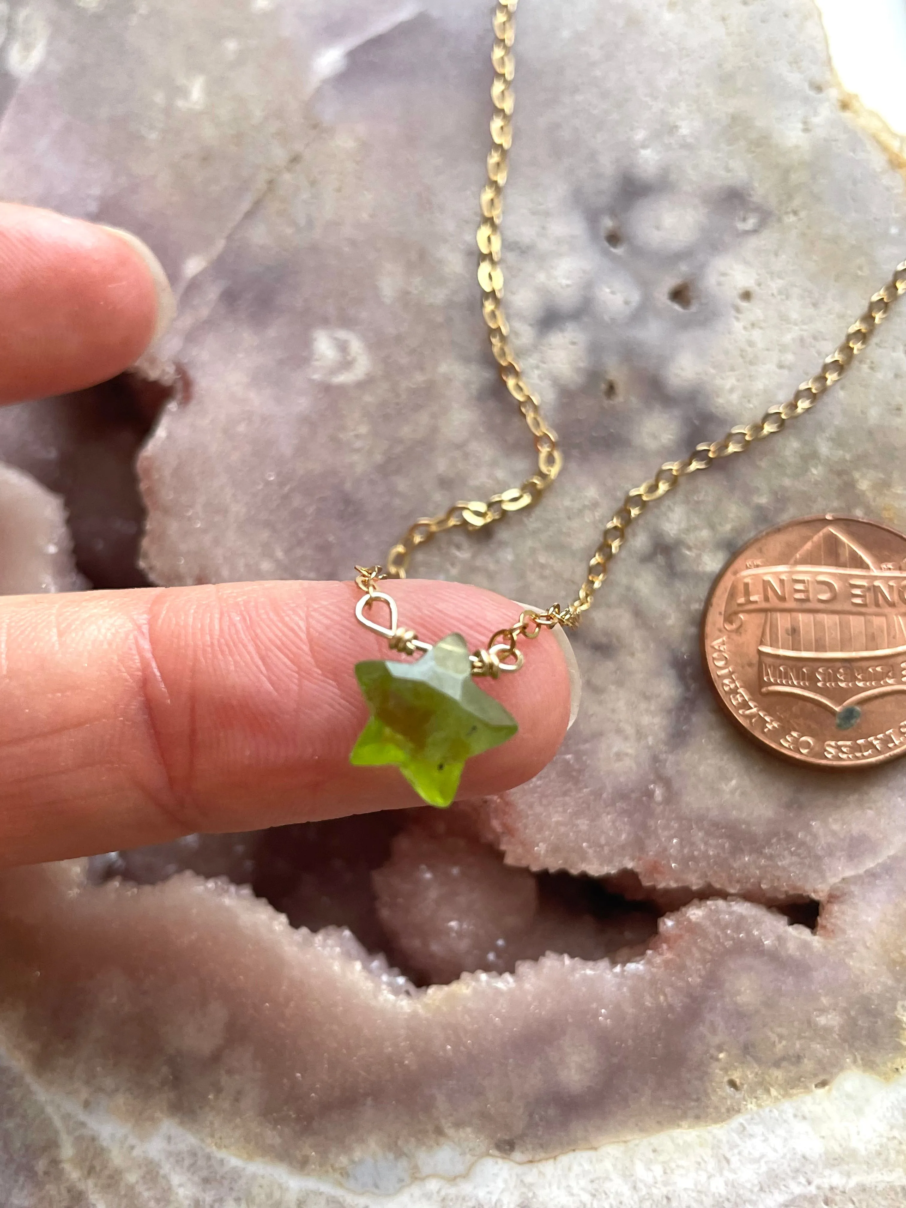 Peridot Star Necklace, August Birthstone Necklace