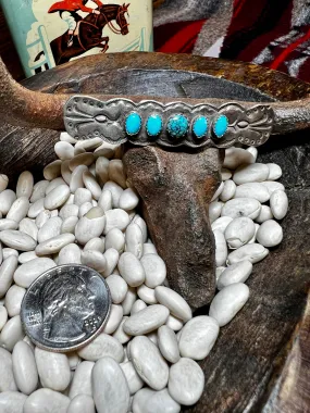 Peyote Bird Hair Barrette Sterling Turquoise