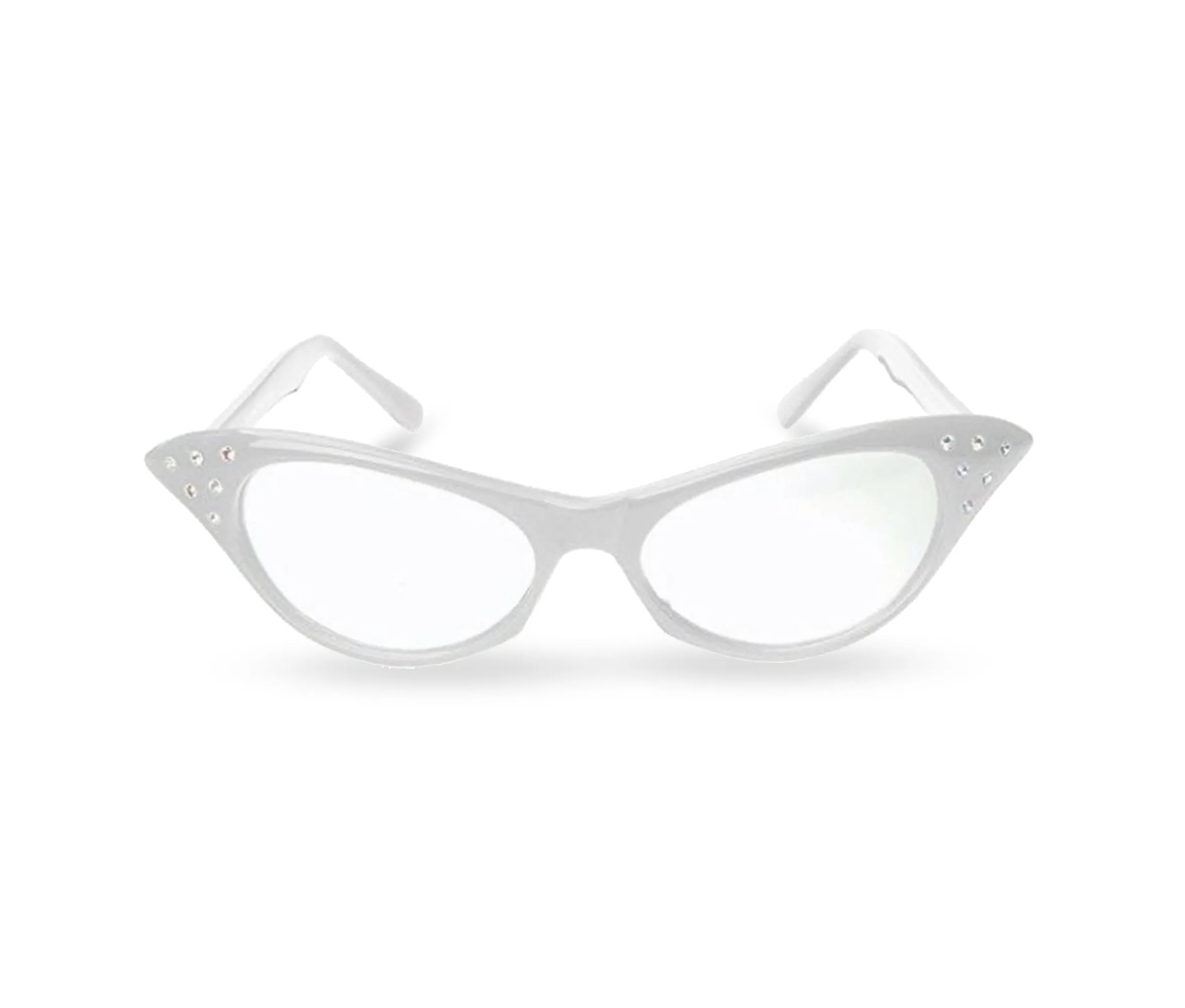 Pink/White Cat Eye Retro Costume Dress Up Hip Hop Rhinestone Glasses (2 Pack)