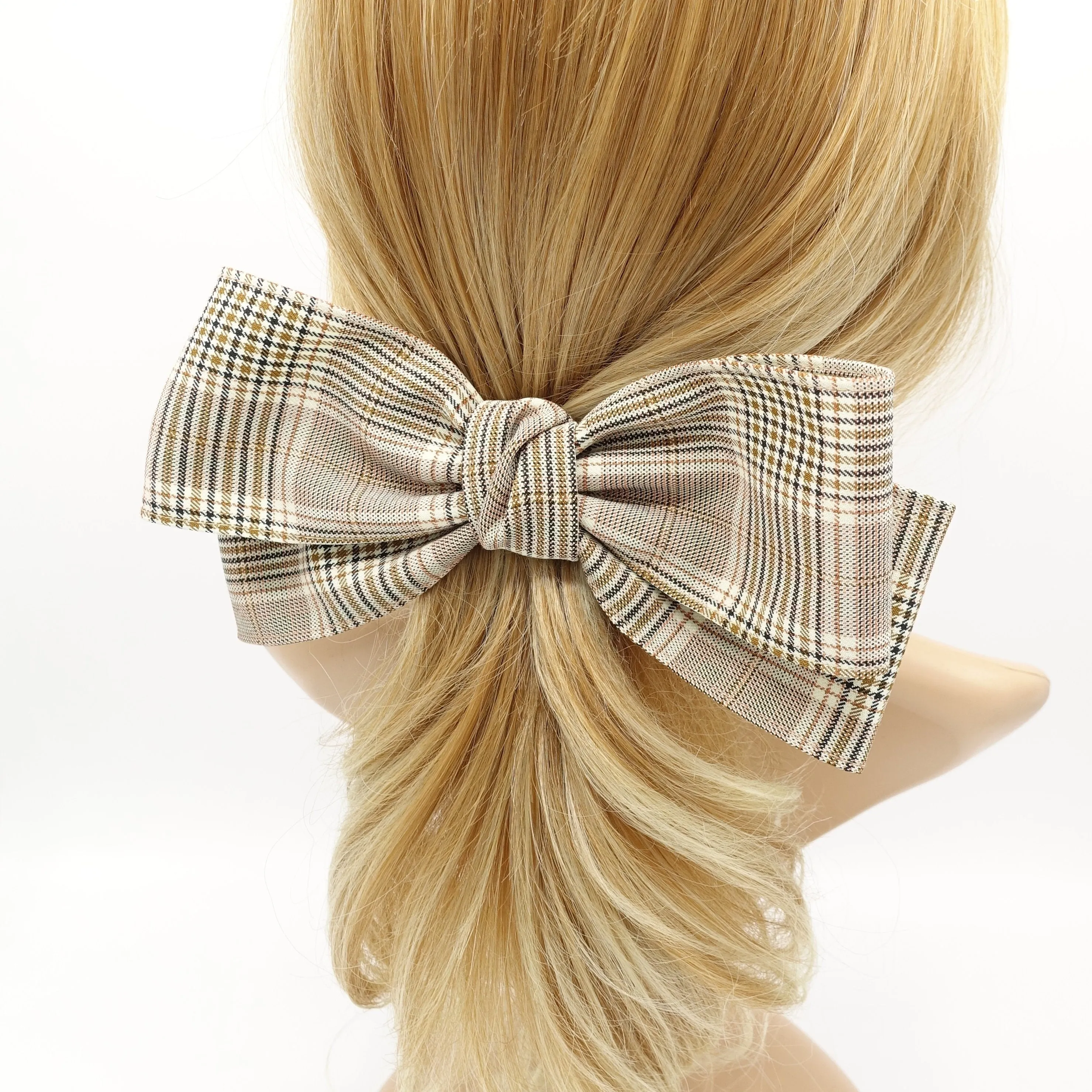 plaid hair bow office hair accessory for women