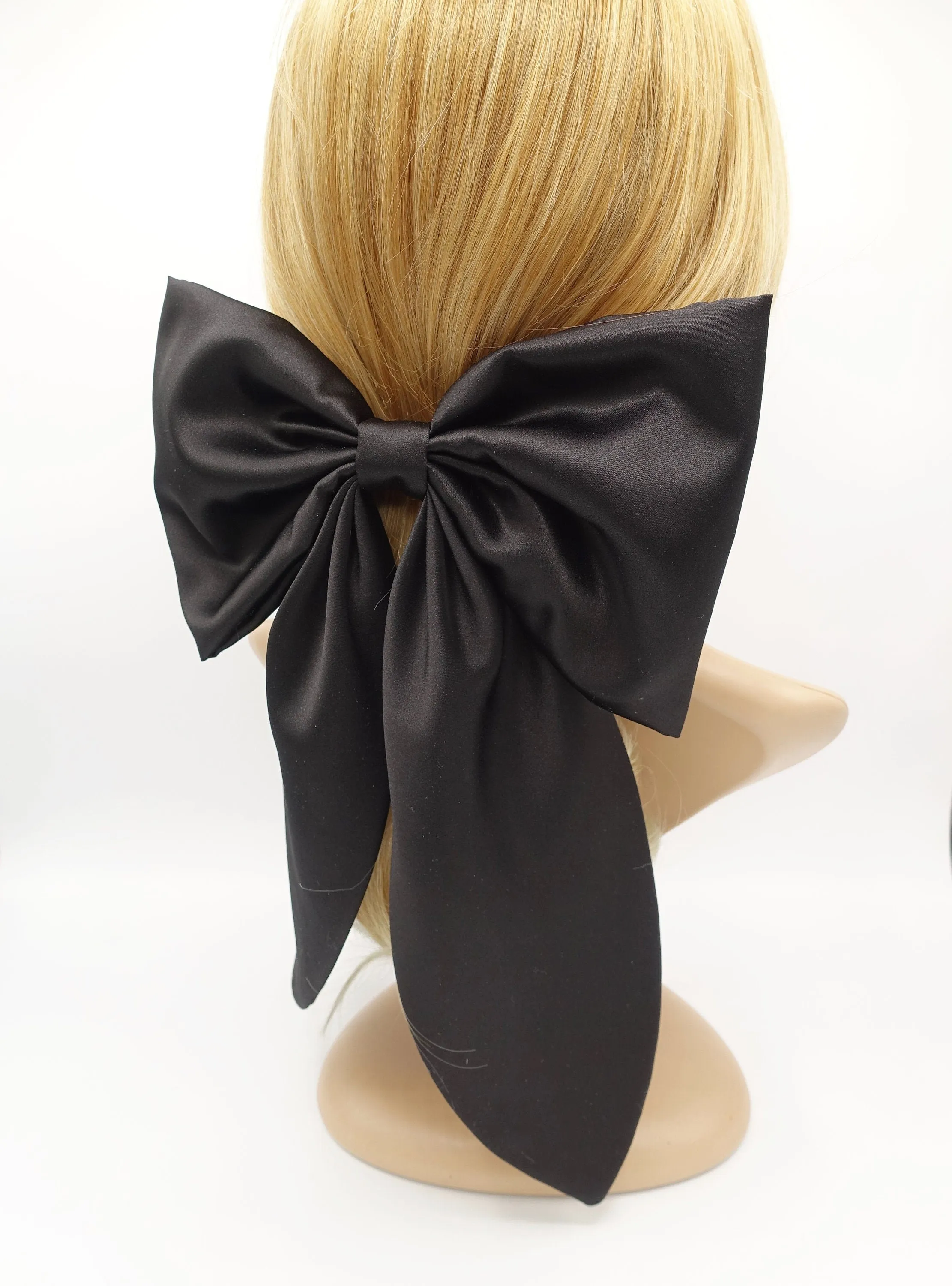 plus grand satin hair bow long tail large hair accessory for women