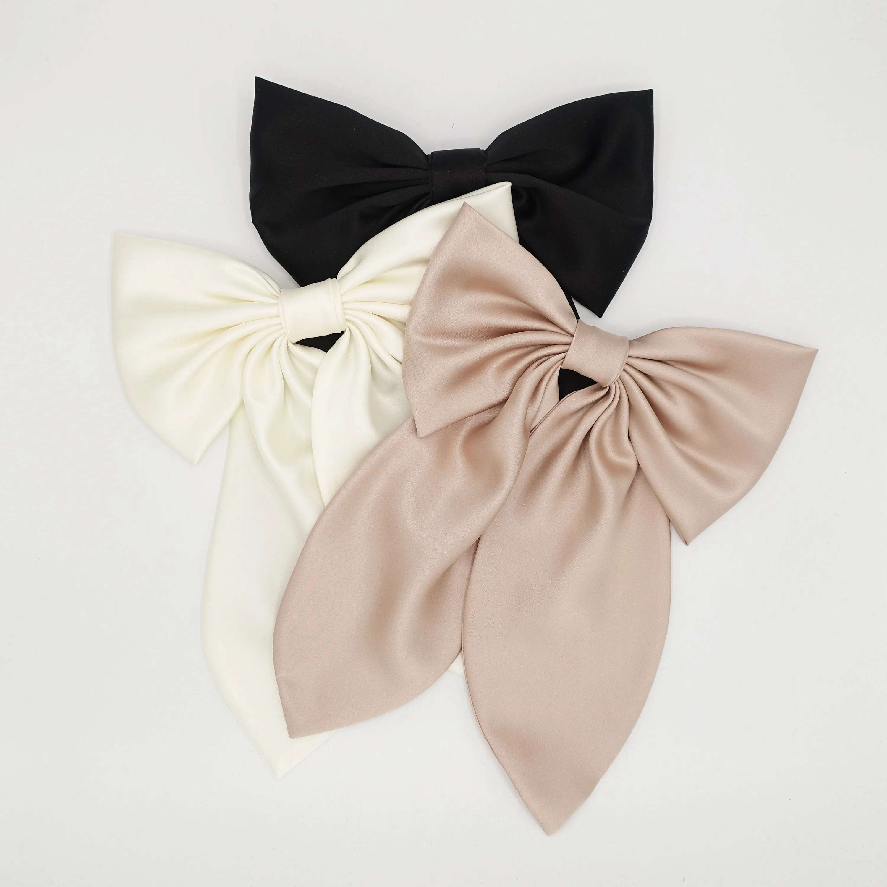 plus grand satin hair bow long tail large hair accessory for women