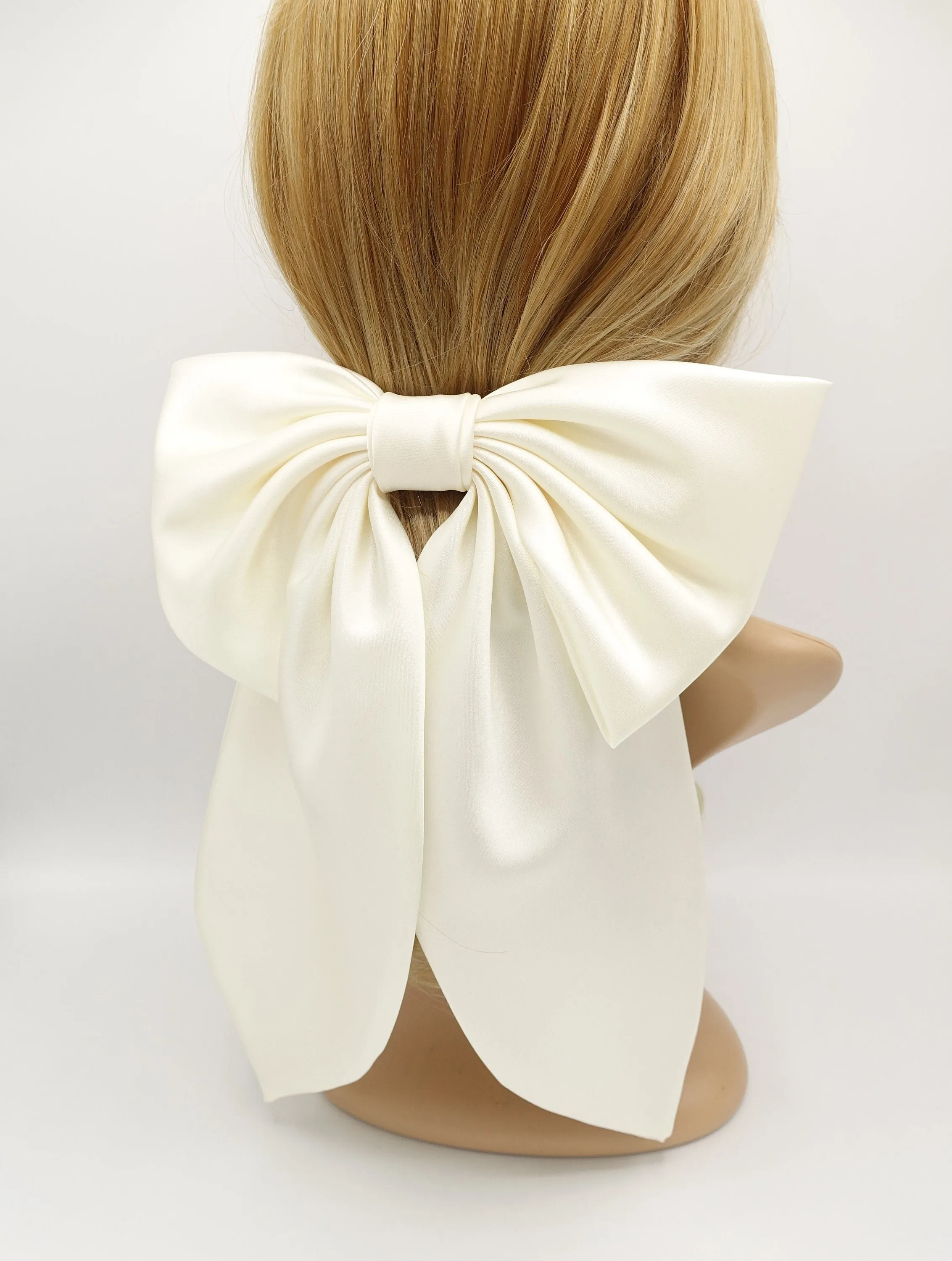 plus grand satin hair bow long tail large hair accessory for women