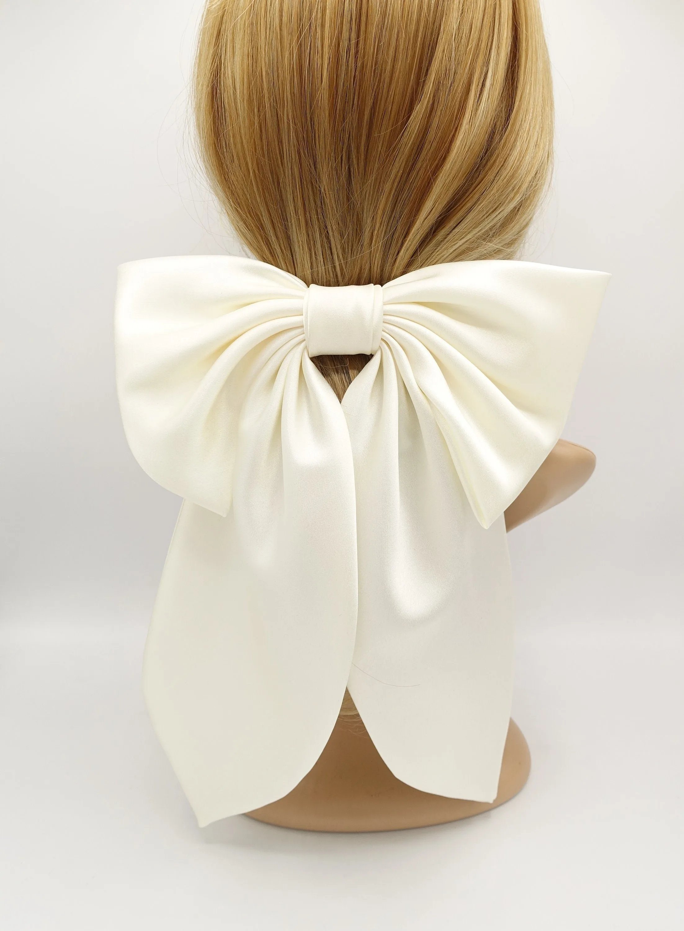 plus grand satin hair bow long tail large hair accessory for women