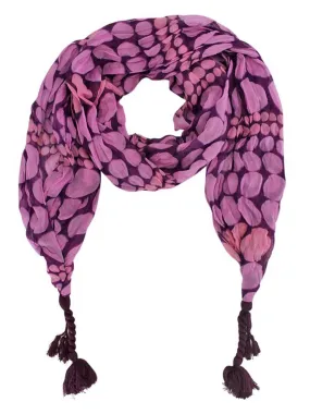 Polka Dot Crinkle Scarf With Tassels