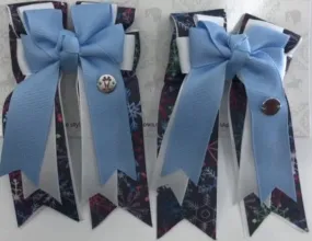 PonyTail Bows- Colorful Snowflakes