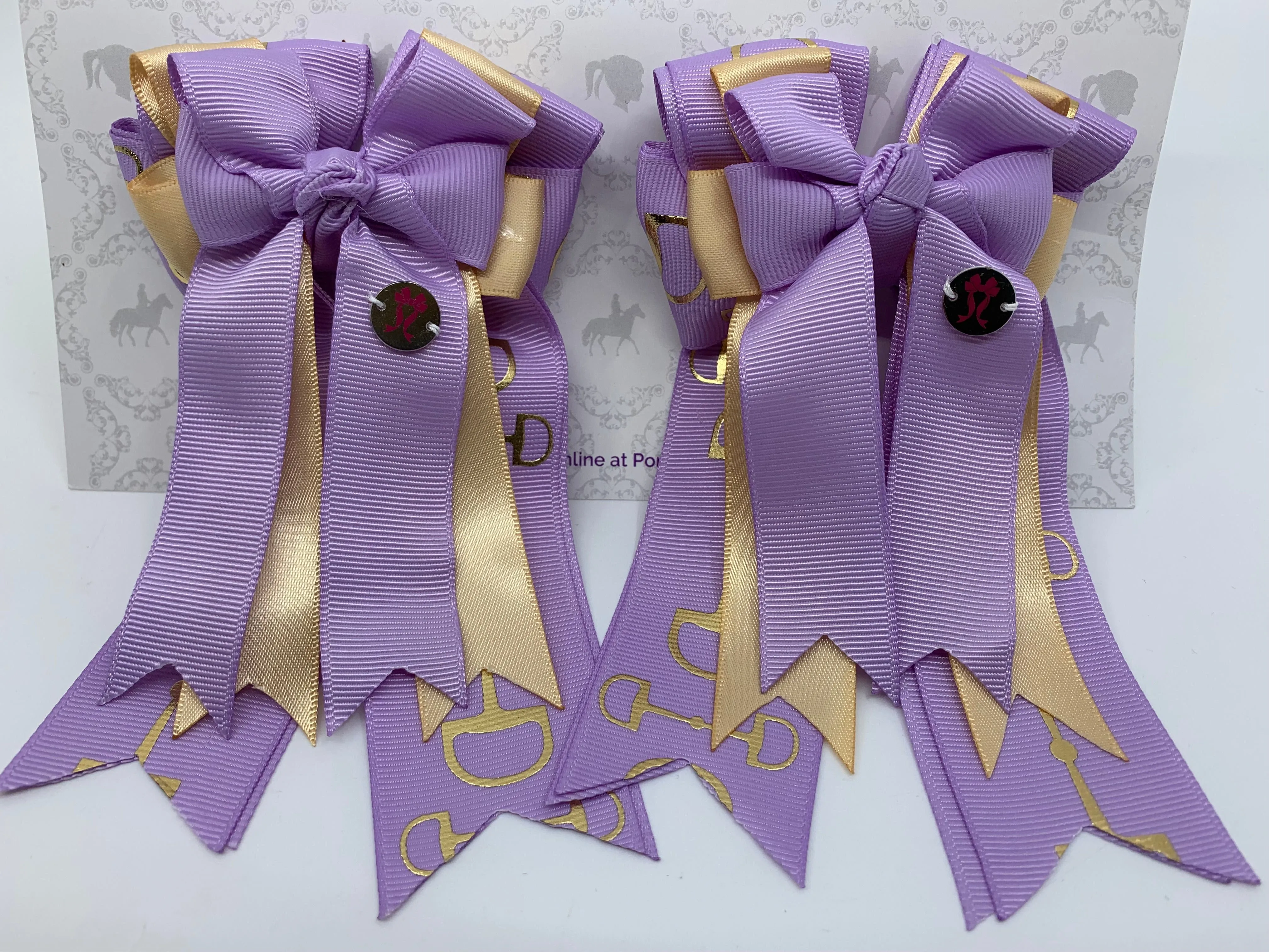 PonyTail Bows-Lavender/Gold Bits