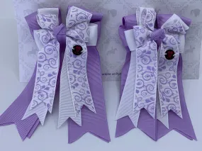 PonyTail Bows- Lilac Scroll