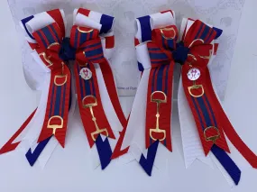 PonyTail Bows- Red White Striped Bits