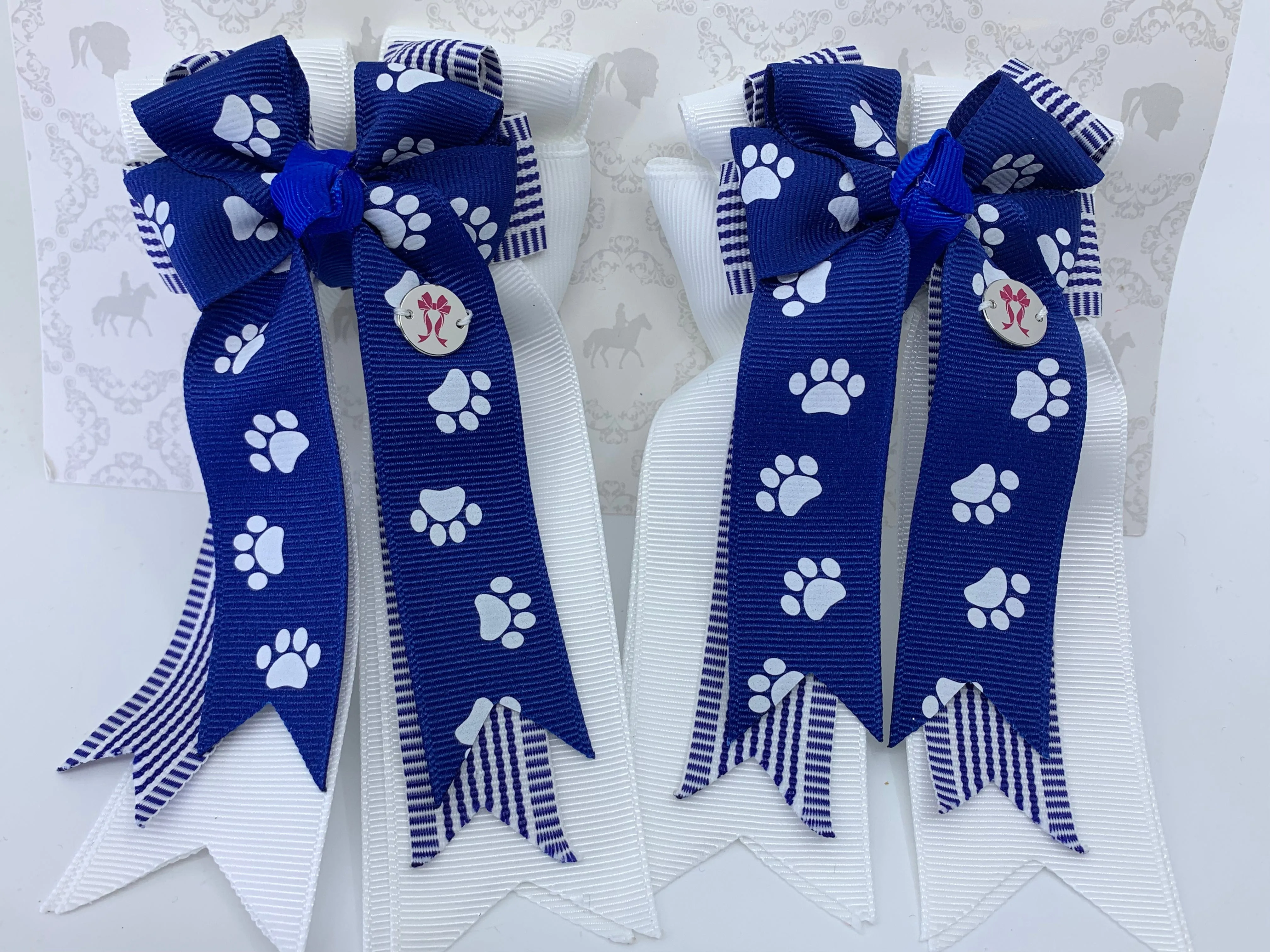 PonyTail Bows- Royal Paws/Stripe