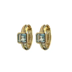 Princess Step Cut Topaz Huggie Earrings