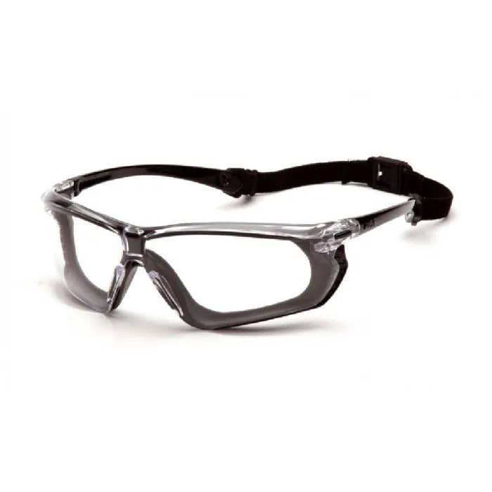 Pyramex Crossovr SBG10610DT Safety Glasses Clear H2X Anti Fog Lens Black and Gray Temples, One Size, 1 Each