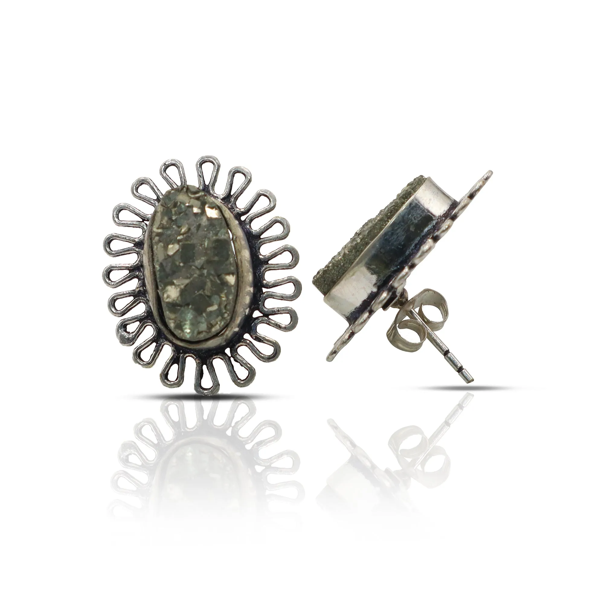 Pyrite Oval Stud Earrings