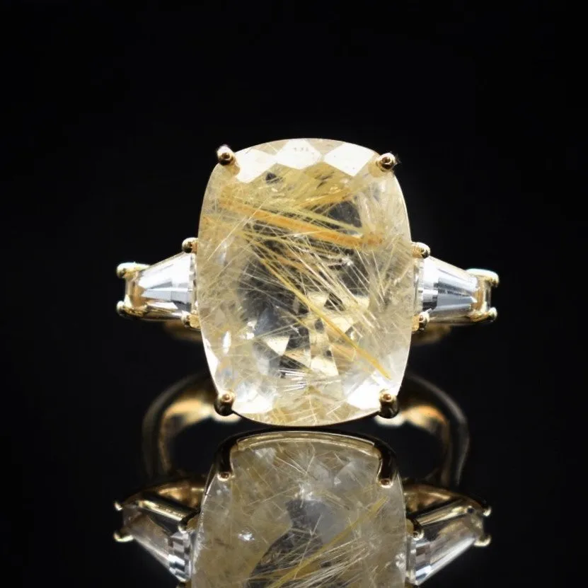 Quartz Cocktail Ring With White Topaz Baguettes