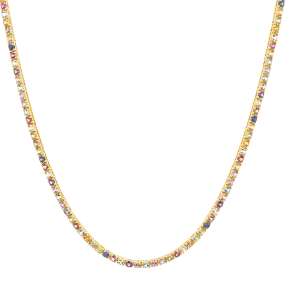 Rainbow Gemstone Tennis Necklace