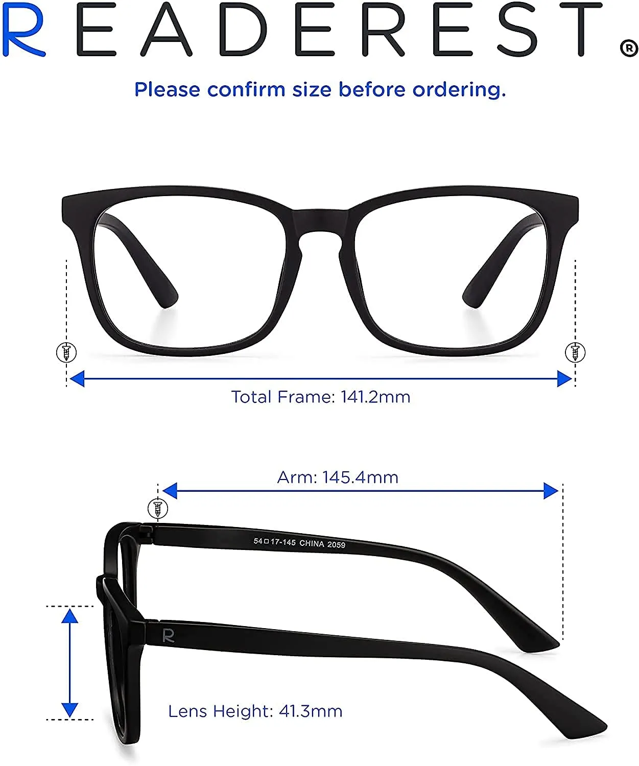 Readerest Blue Light Blocking Reading Glasses (Black, 0.25 Magnification) Computer