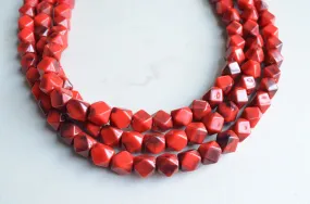 Red Beaded Multi Strand Acrylic Statement Necklace - Verti