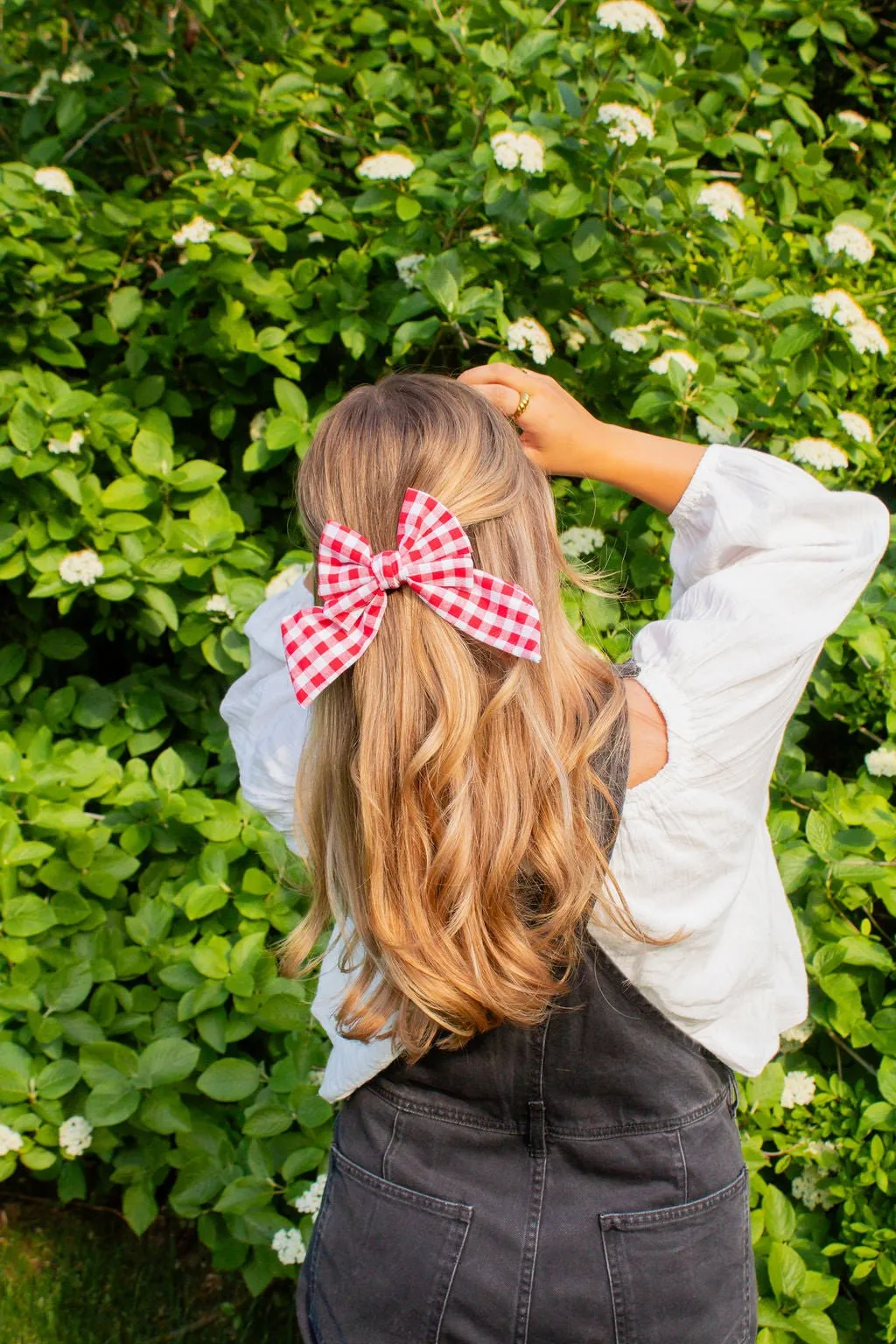 Red Gingham Bow Clip