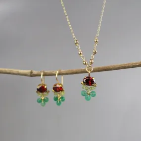 Red Green Clover Jewelry Set