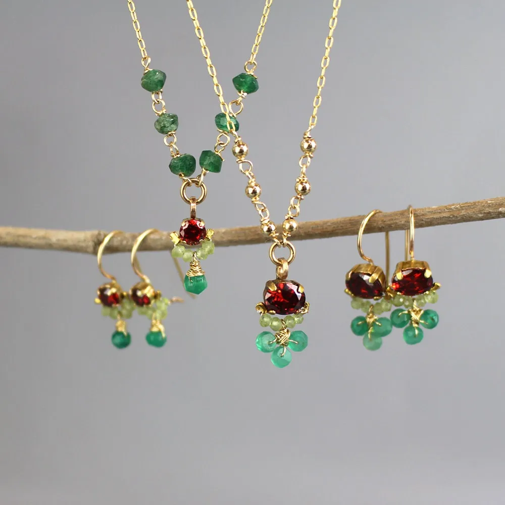 Red Green Clover Jewelry Set