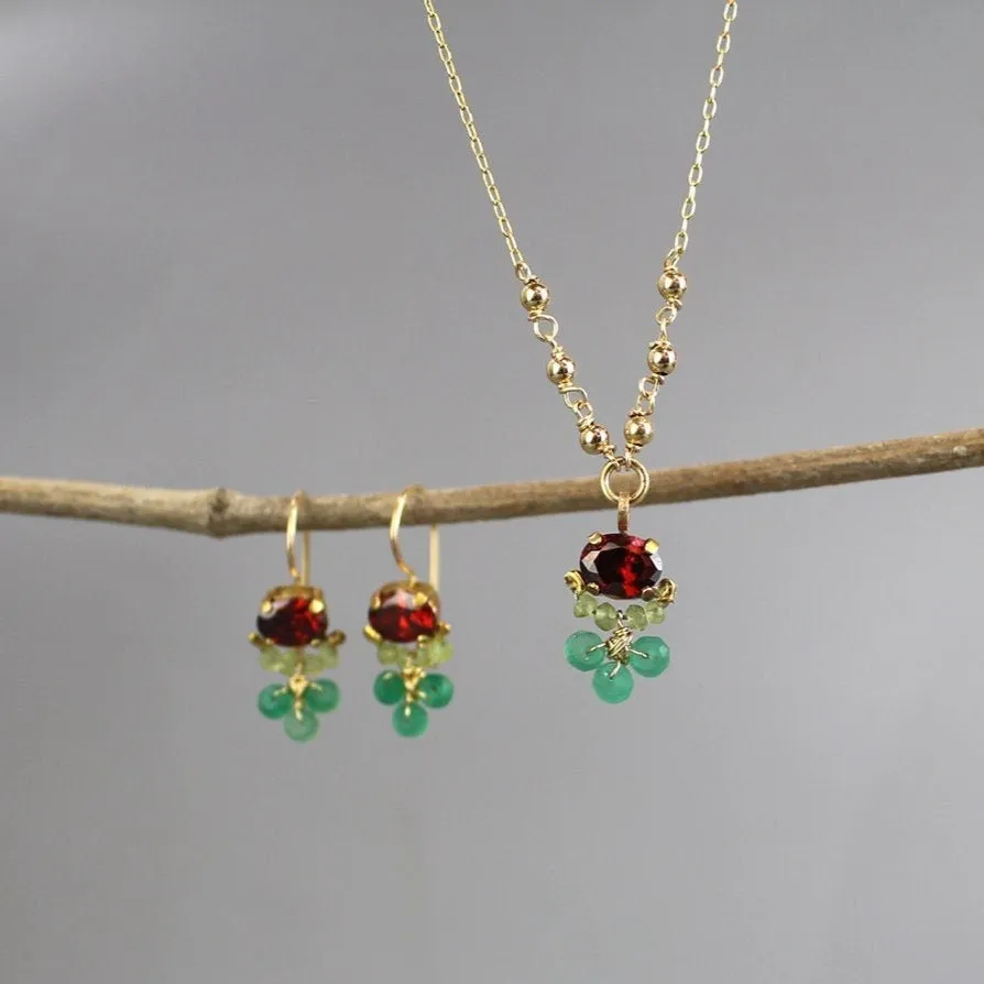 Red Green Clover Jewelry Set