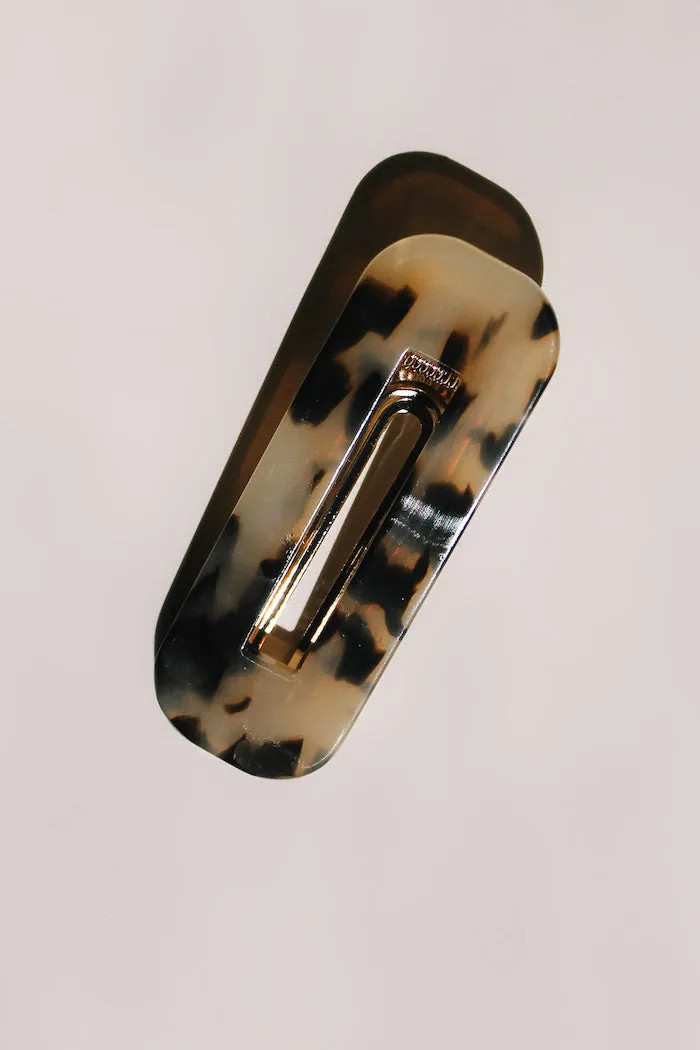 RESIN HAIR BARRETTE CUT OUT RECTANGLE