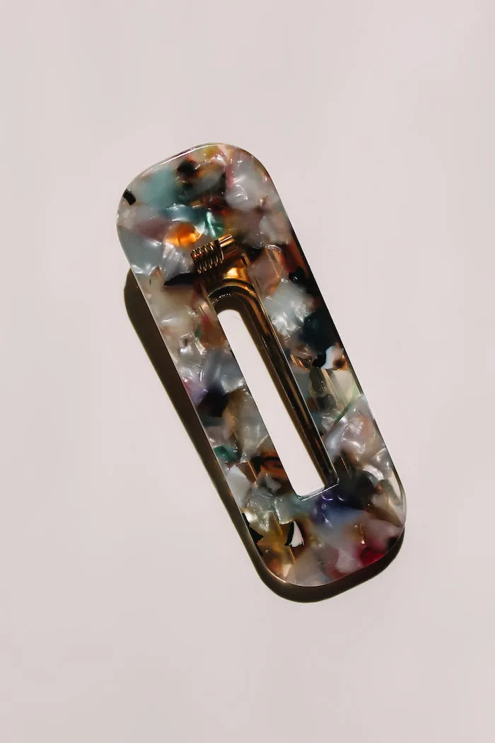 RESIN HAIR BARRETTE CUT OUT RECTANGLE