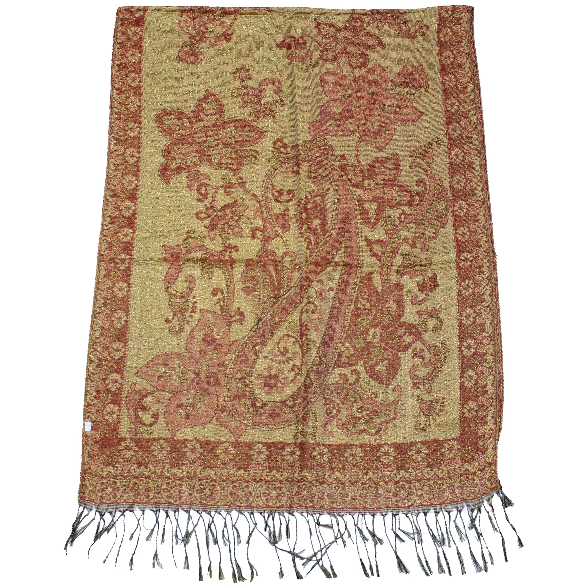 Reversible Paisley & Floral Print with Inverted Colours Pashmina with Tassels