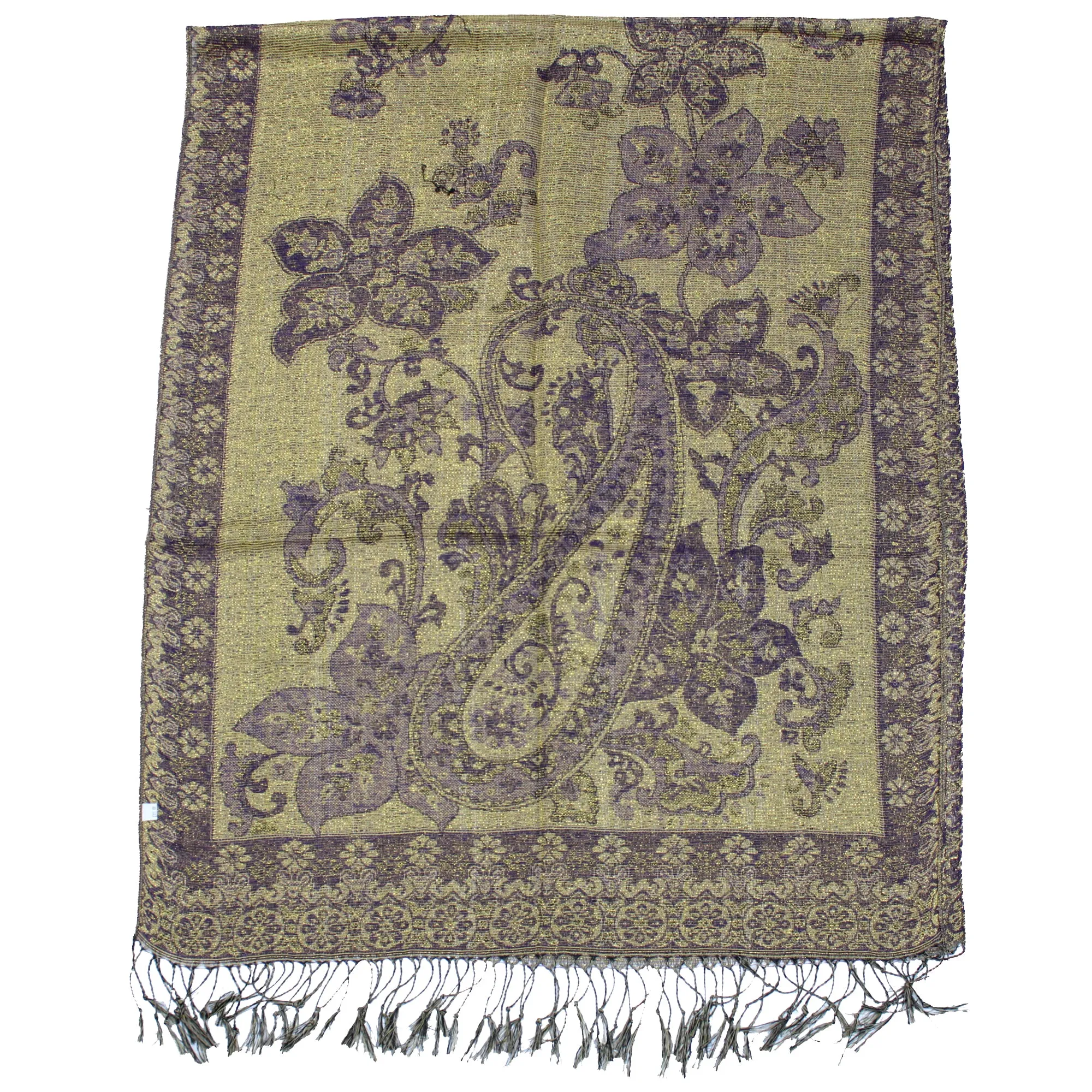 Reversible Paisley & Floral Print with Inverted Colours Pashmina with Tassels