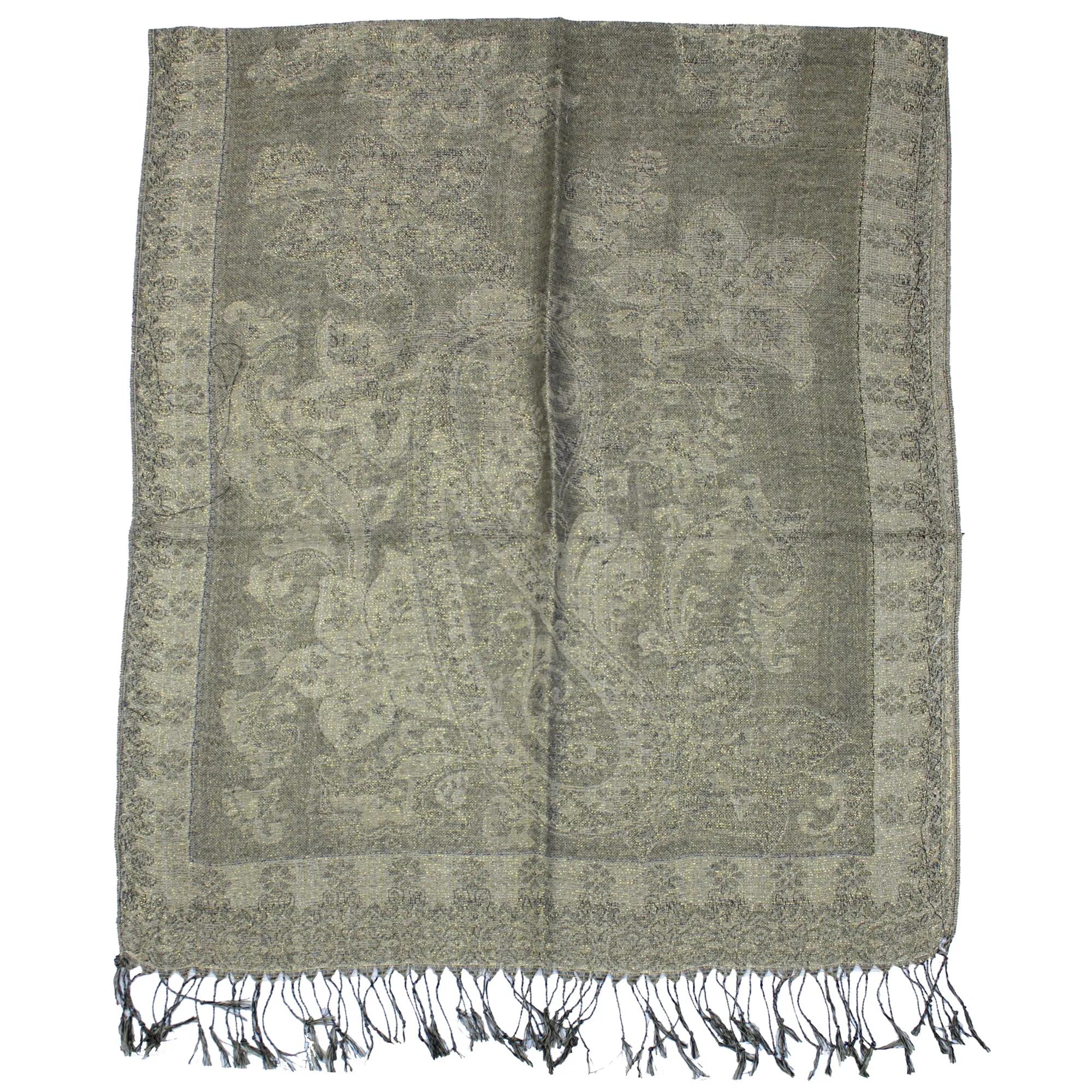 Reversible Paisley & Floral Print with Inverted Colours Pashmina with Tassels