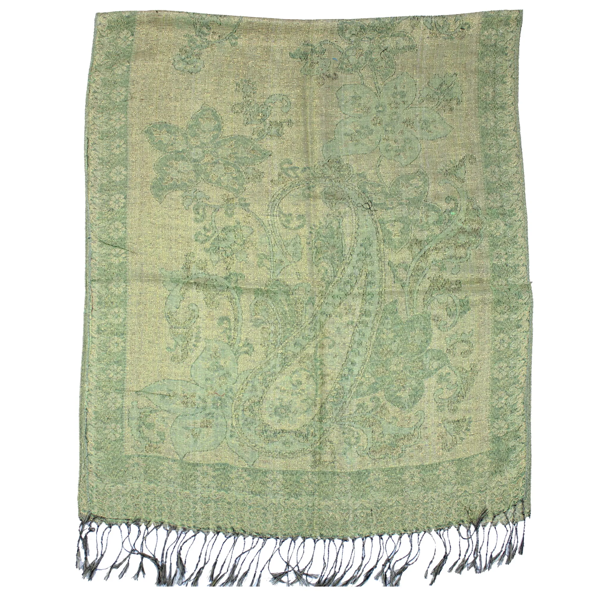 Reversible Paisley & Floral Print with Inverted Colours Pashmina with Tassels