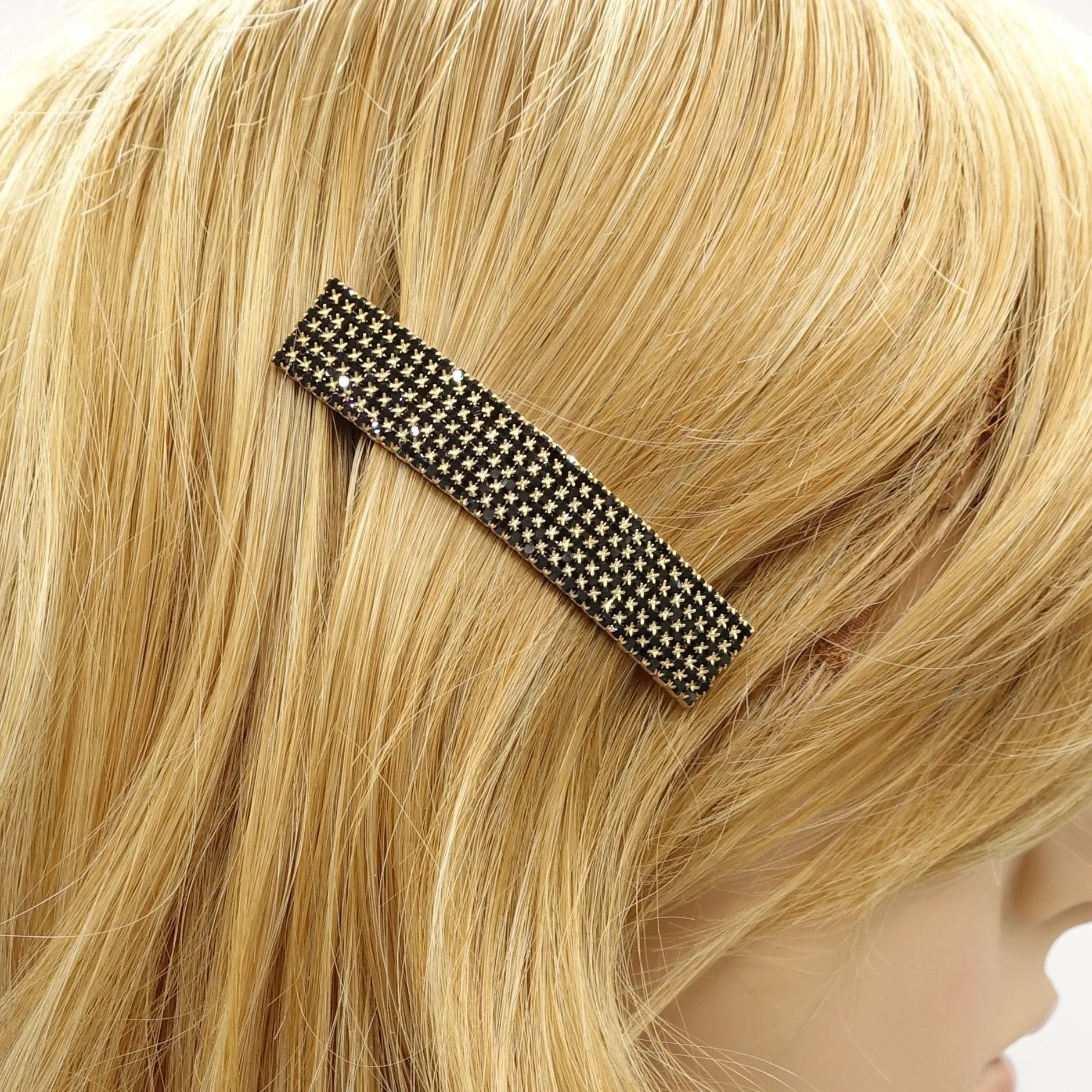 rhinestone embellished rectangle mini hair barrette woman hair accessories