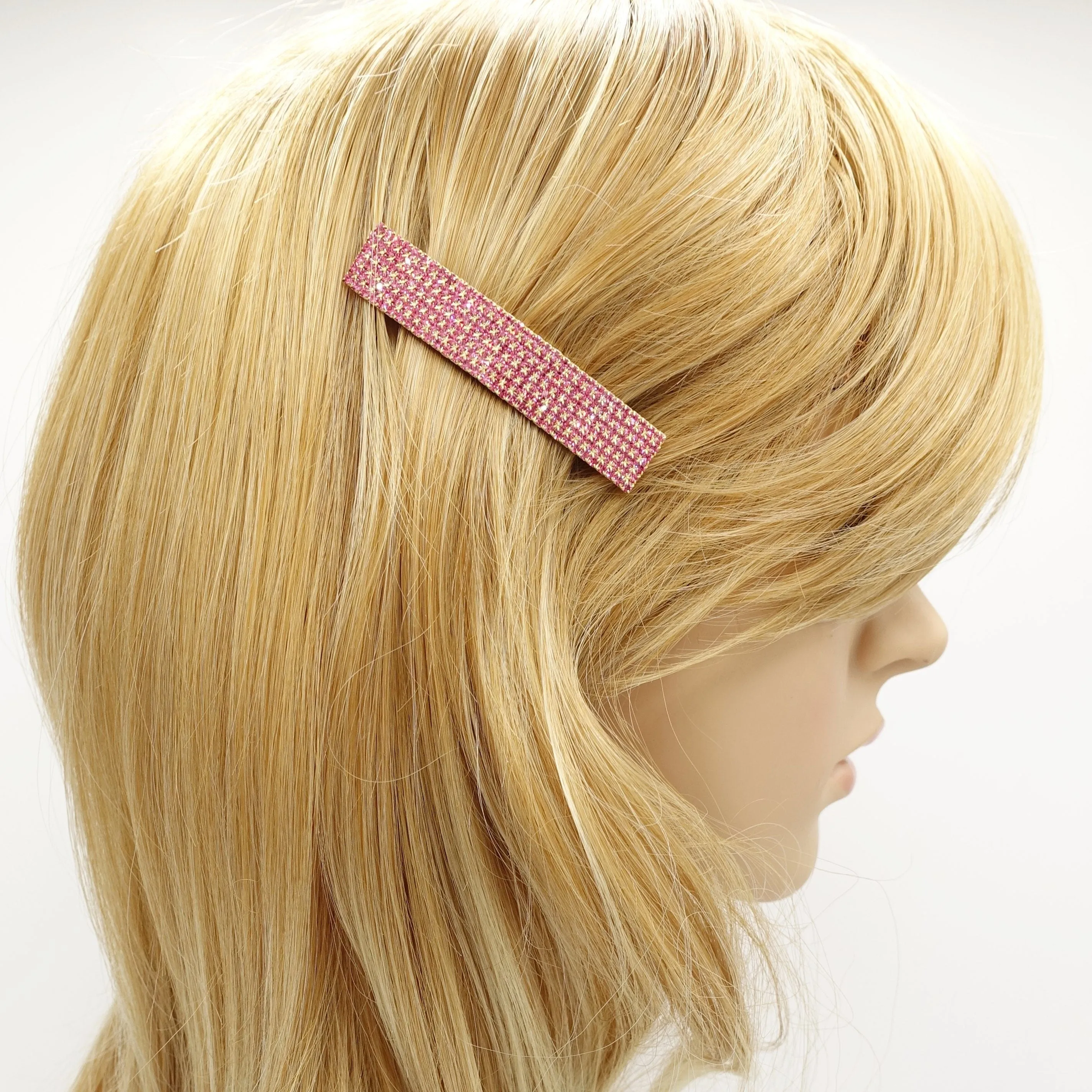 rhinestone embellished rectangle mini hair barrette woman hair accessories